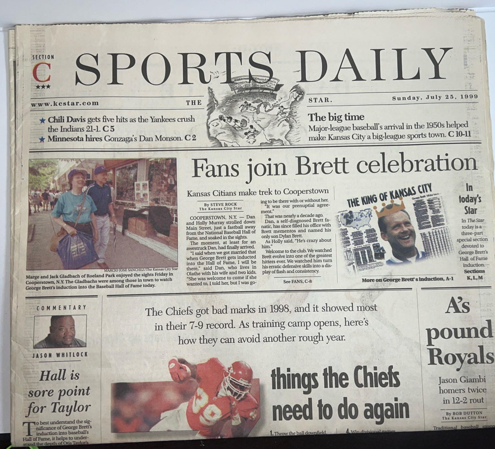 Kansas City Star Newspaper GEORGE BRETT KC Royals Cooperstown 1999 MLB Editorial