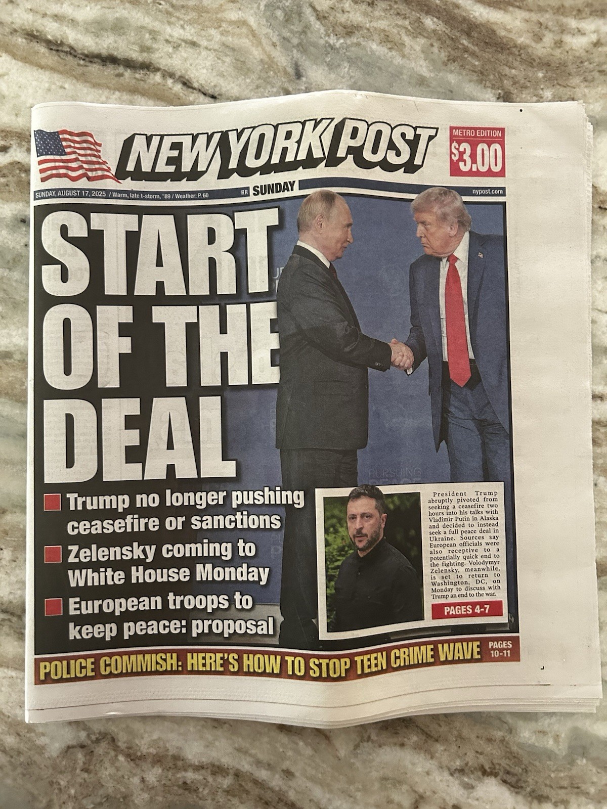 NYET START OF THE DEAL DONALD TRUMP PUTIN ALASKA PEACE SUMMIT NY POST 8/17 2025