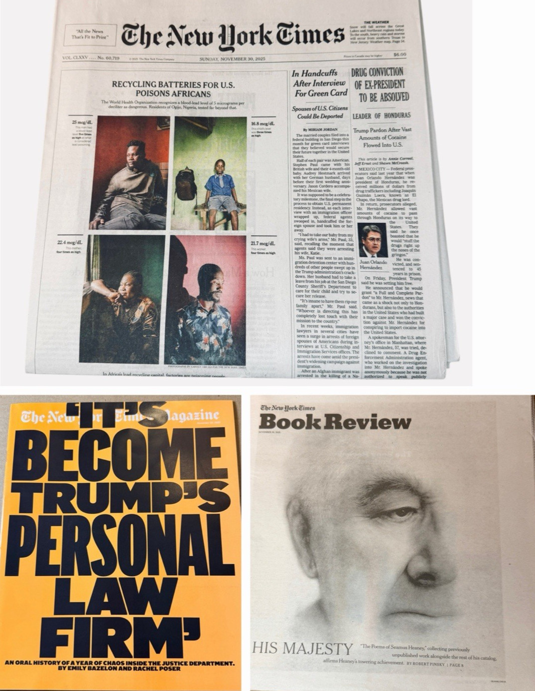 The New York Times Newspaper November 30 2025 SUNDAY Complete Print Paper UNREAD
