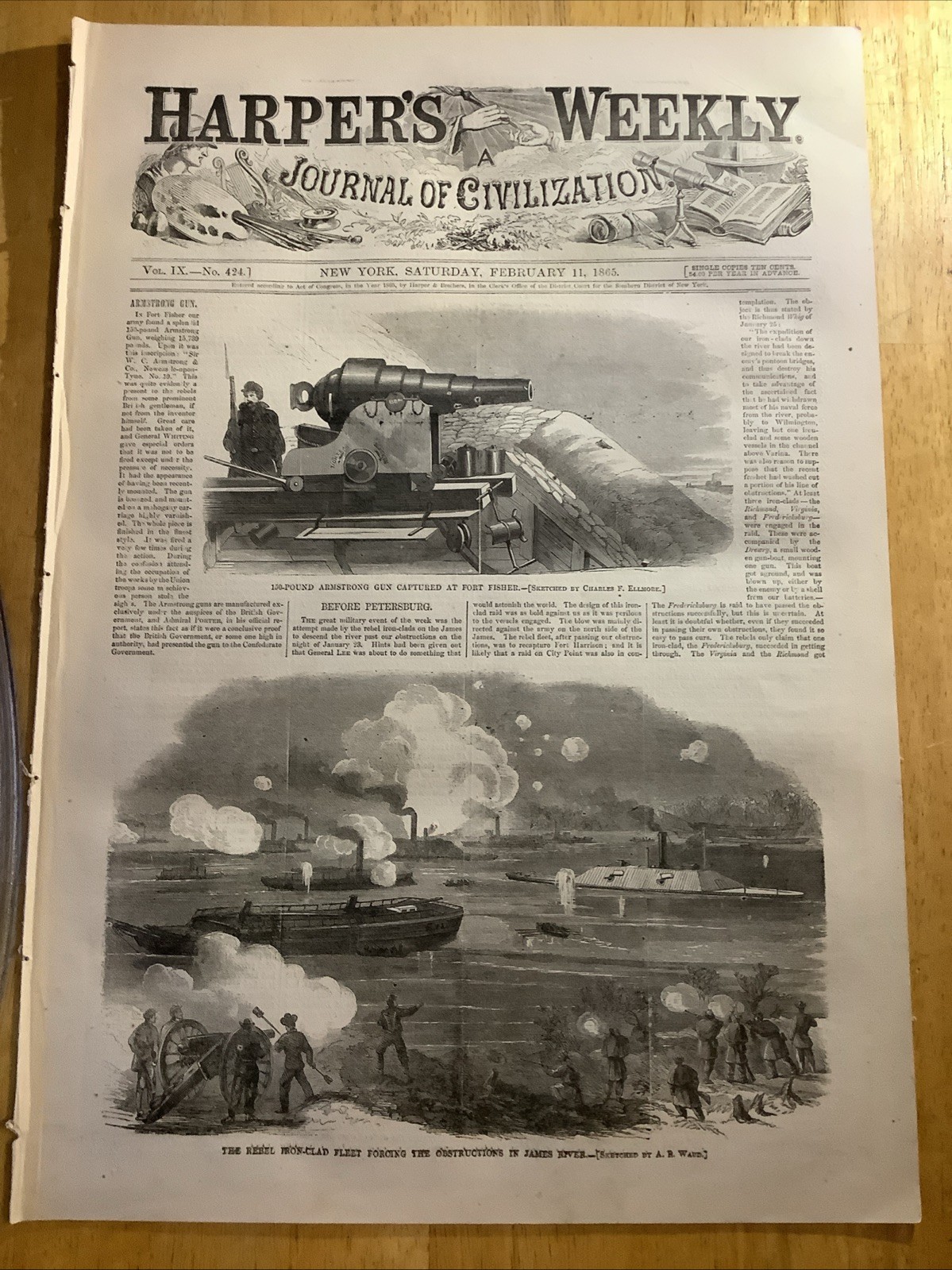1865 HARPER’S WEEKLY NEWSPAPER ~ GREAT CIVIL WAR CONTENT AND PRINTS