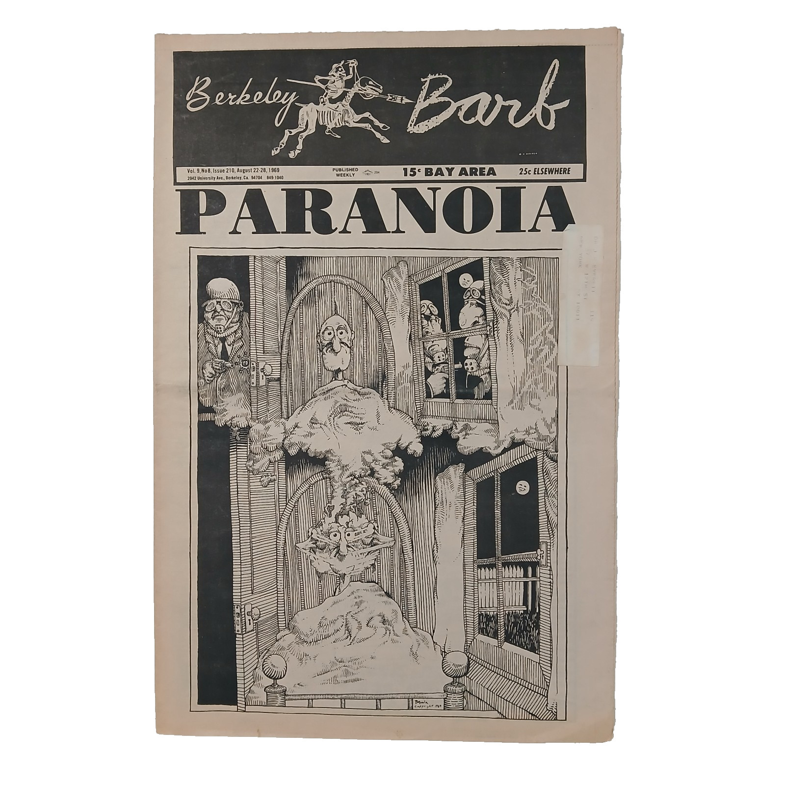 Berkeley Barb Aug 22 1969 Issue 210 Underground Newspaper Paranoia Cartoon Cover