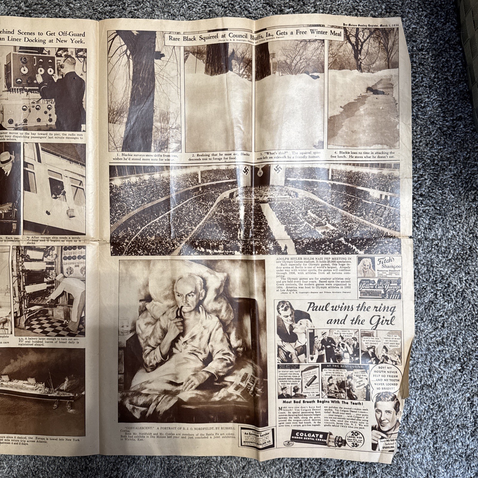 old newspapers lot 1936 Des Moines Sun. Reg. 1946 Cedar Rapids Gazette Iowa Cent