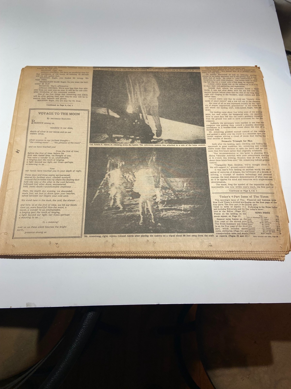 New York Times Monday July 21, 1969 MEN WALK ON MOON – Full Late City Edition