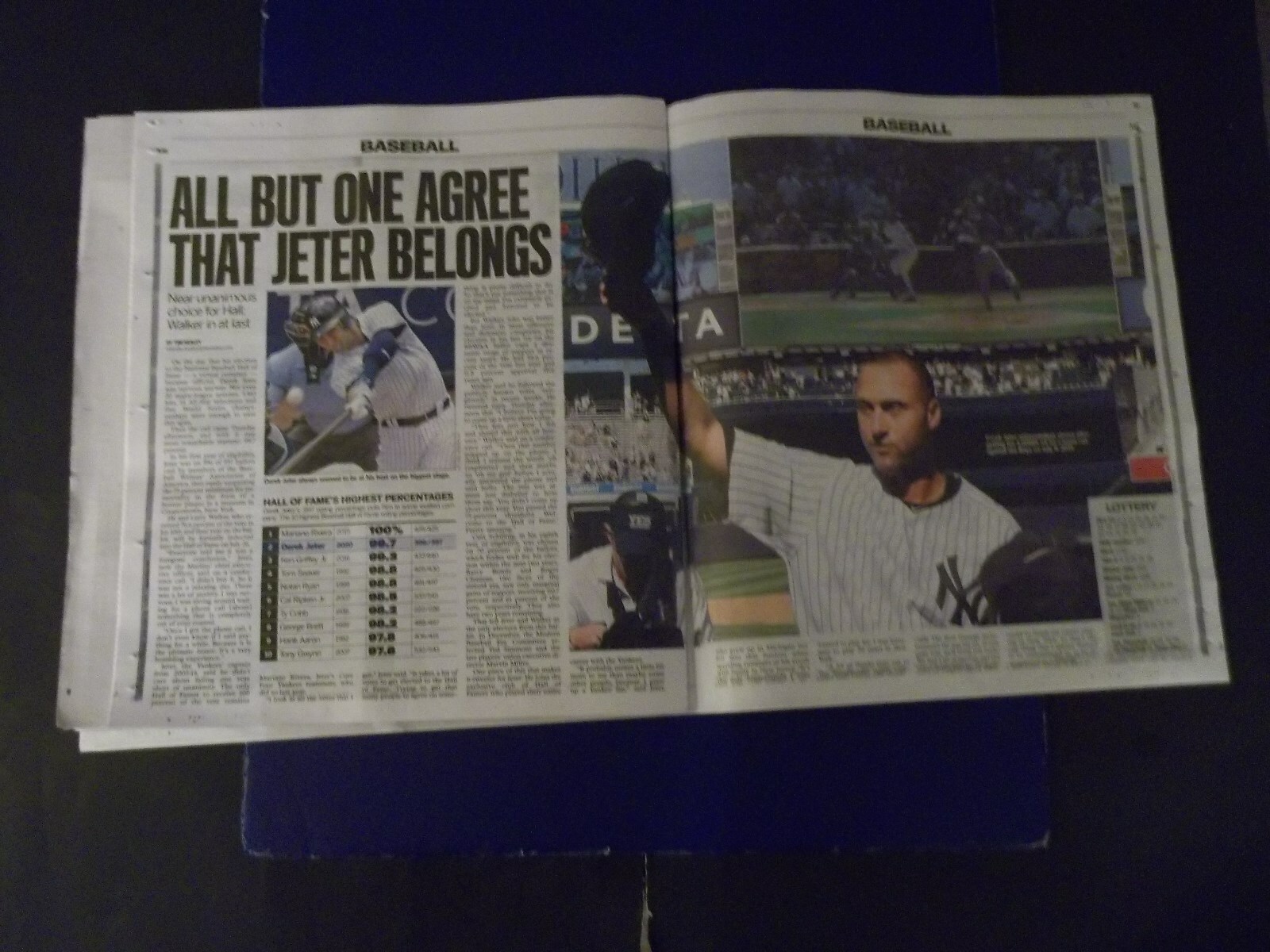 ‘DEREK JETER’ “HALL OF FAME 2020” NEWSDAY 1/21/ & 1/22/20
