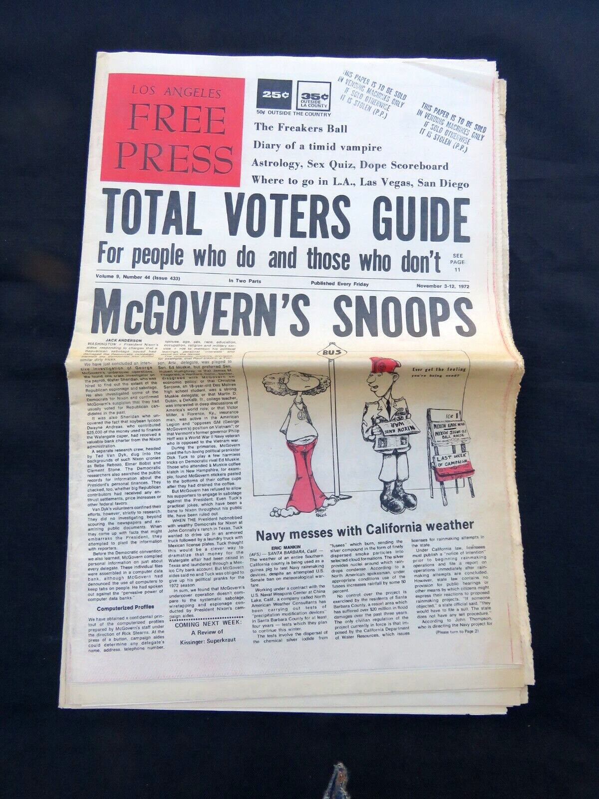 Los Angeles Free Press, Freep, November 3 1972 McGovern’s Snoops Counter-Culture