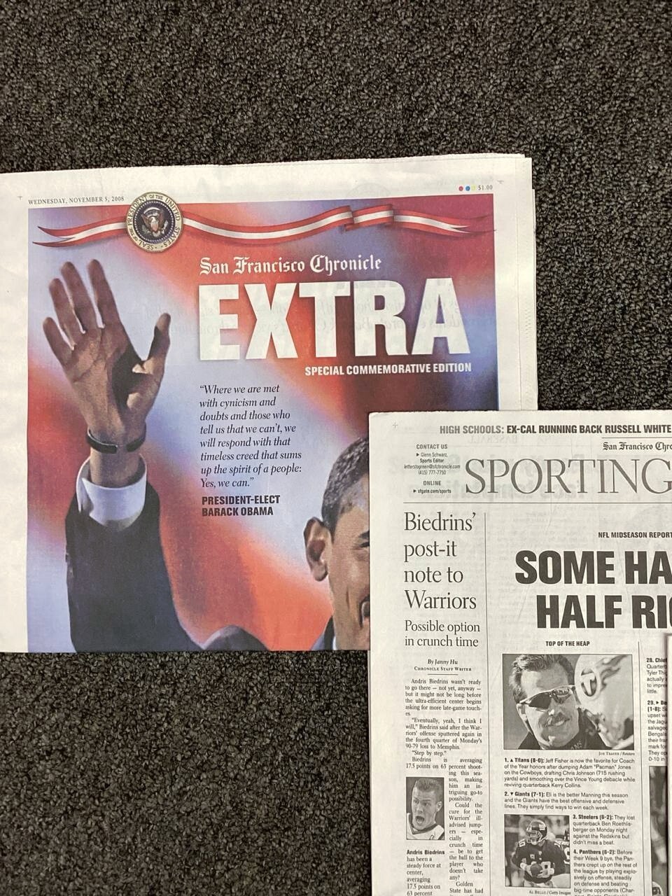 San Francisco Chronicle Newspaper November 5 2008 Edition Featuring Obama
