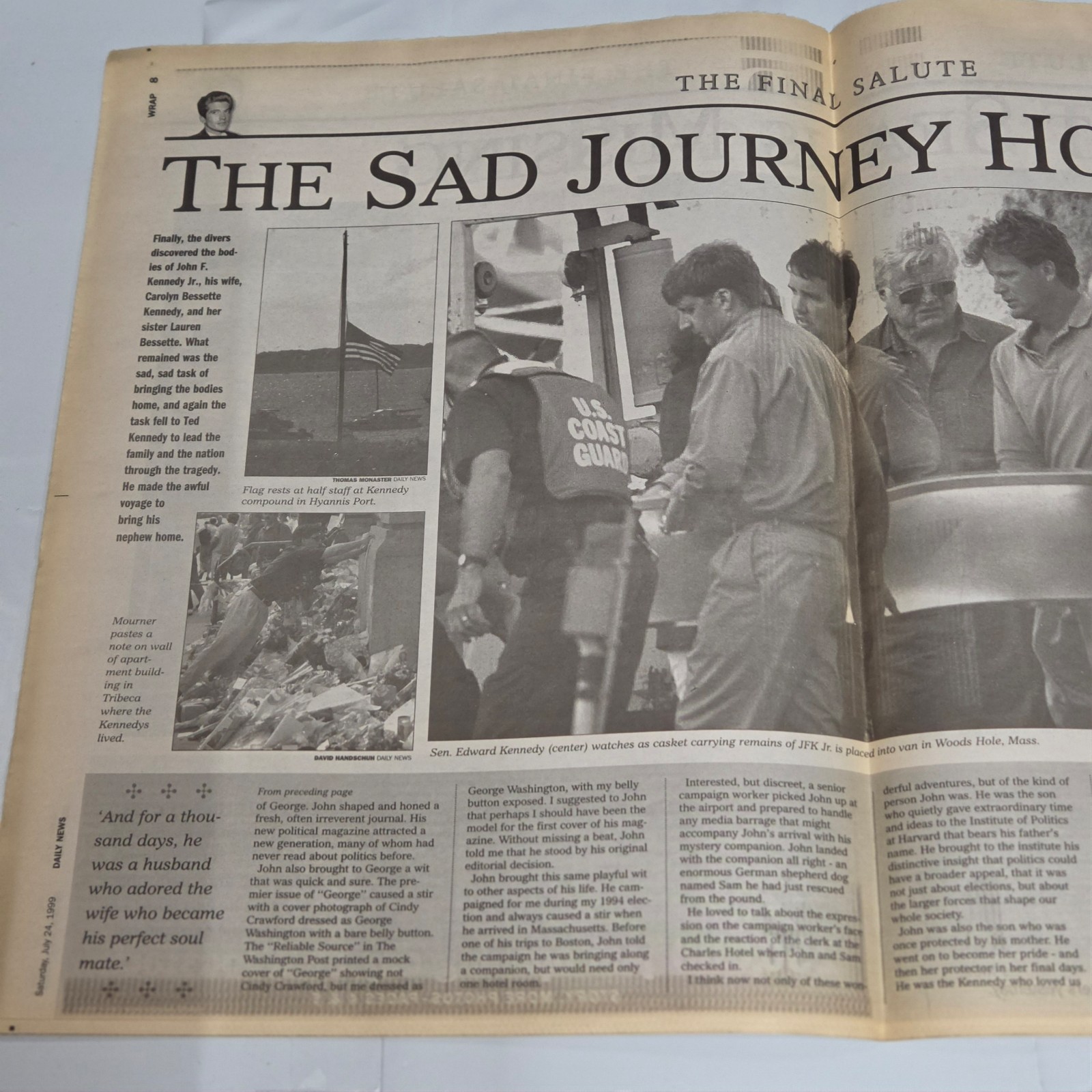 Daily News July 24 1999 JFK Jr Carolyn Kennedy Final Salute Newspaper