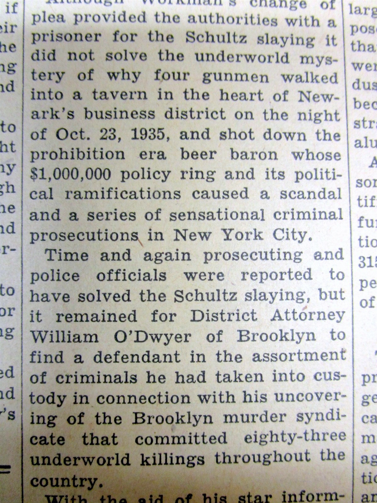 1941 newspaper DUTCH SHULTZ ASSASSIN SENTENCED 2 LIFE n PRISON Prohibition Gang