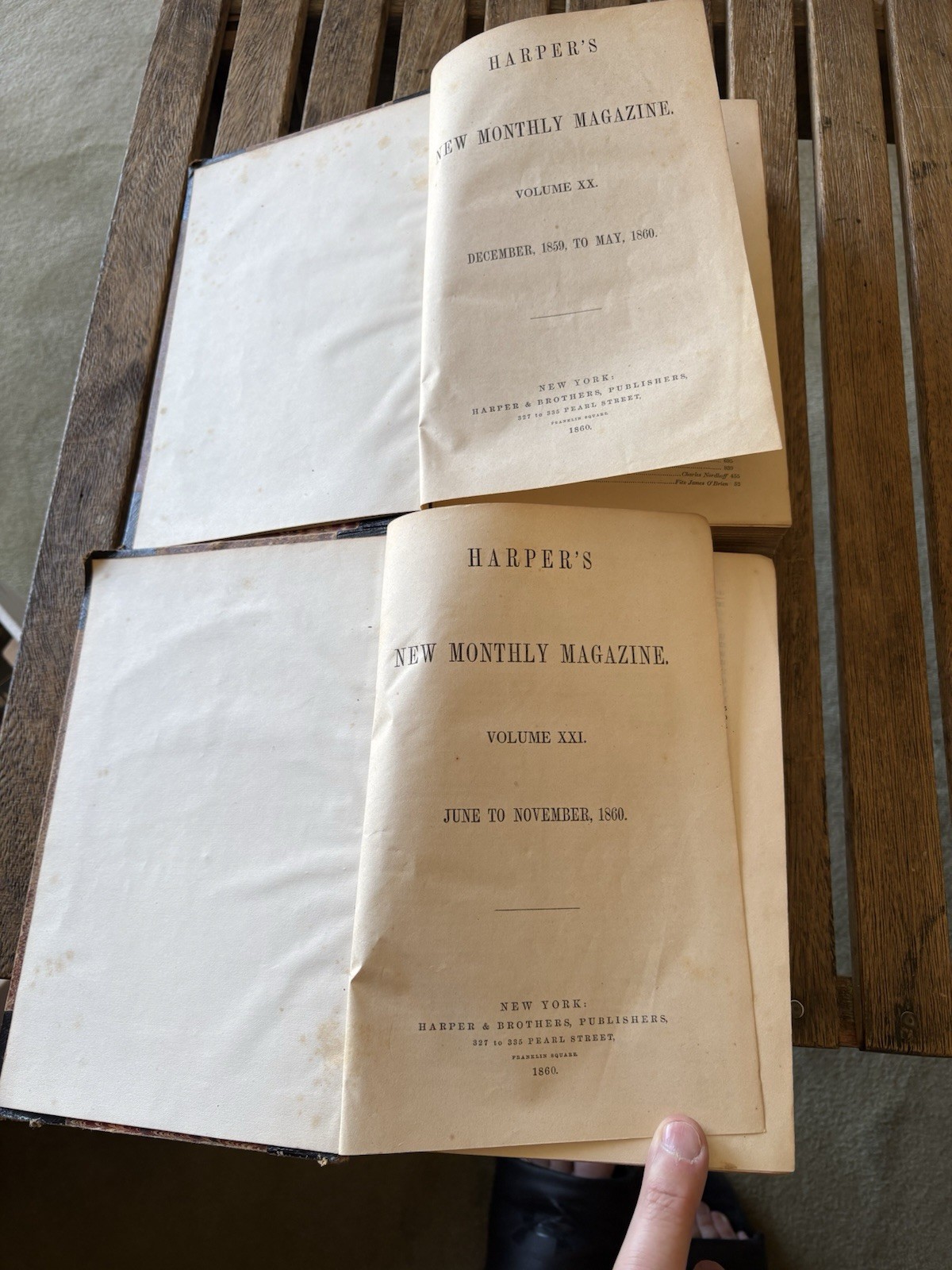 Vol 20 & 21 Harper’s New Monthly Magazine Book Pre Civil War Dec 1859-Nov 60