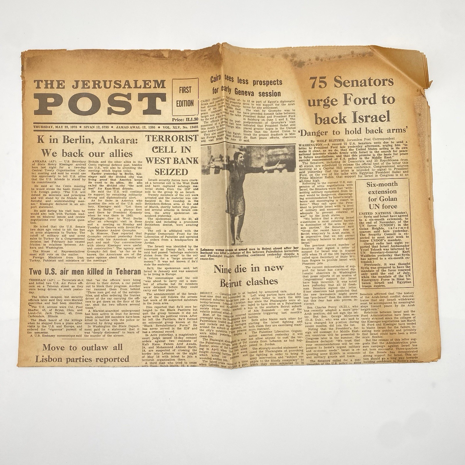 The Jerusalem Post 1975 “TWO U.S. AIRMEN KILLED IN TEHERAN”