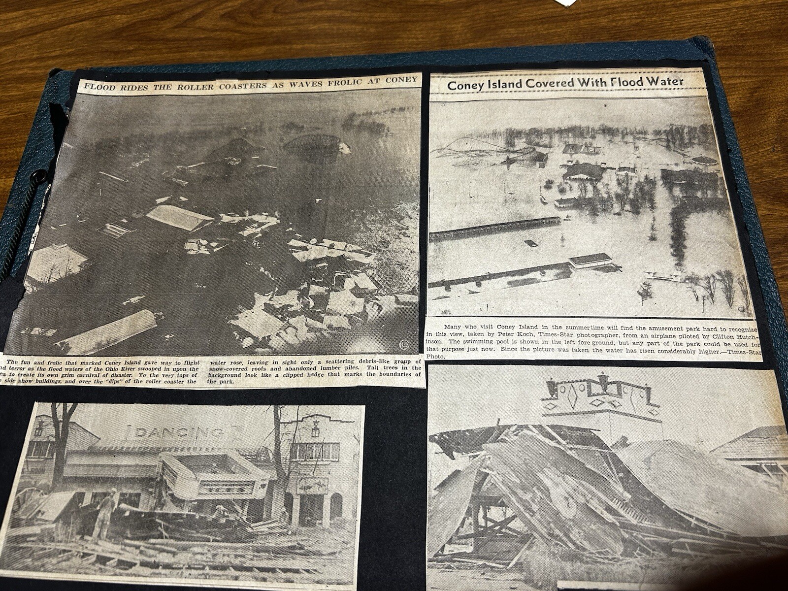 Cincinnati Ohio 1937 Flood Coney Island Reds Newspaper Photo Crosley Field Scrap