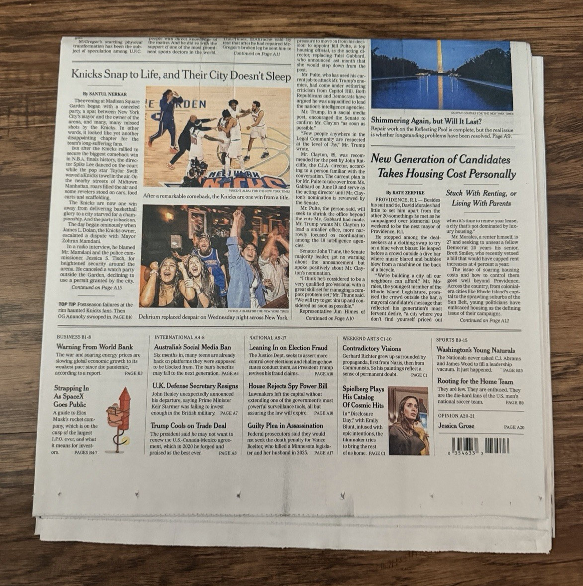 The New York Times Newspaper June 12 2026 Knicks Snap to Life City Doesn’t Sleep