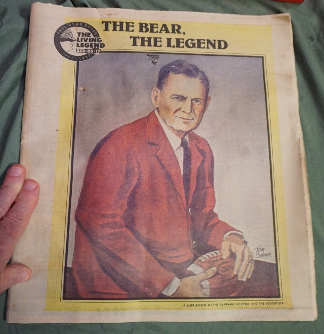 Paul Bear Bryant THE LIVING LEGEND 1945 -1982 supplement (Loc = Bk case shelf A)