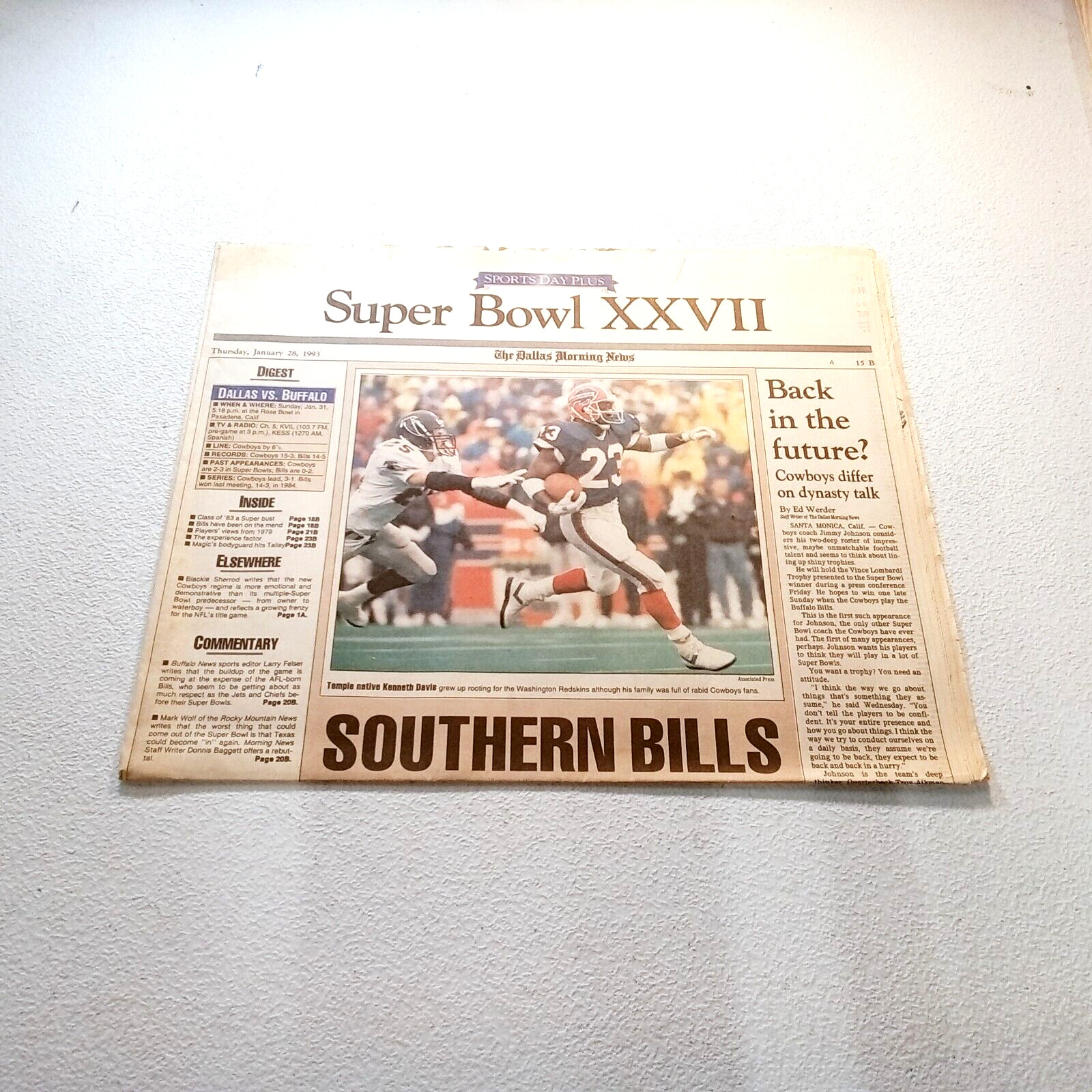 Dallas Morning News Sports Day Jan. 28 1993 Buffalo Bills Super Bowl XXVII