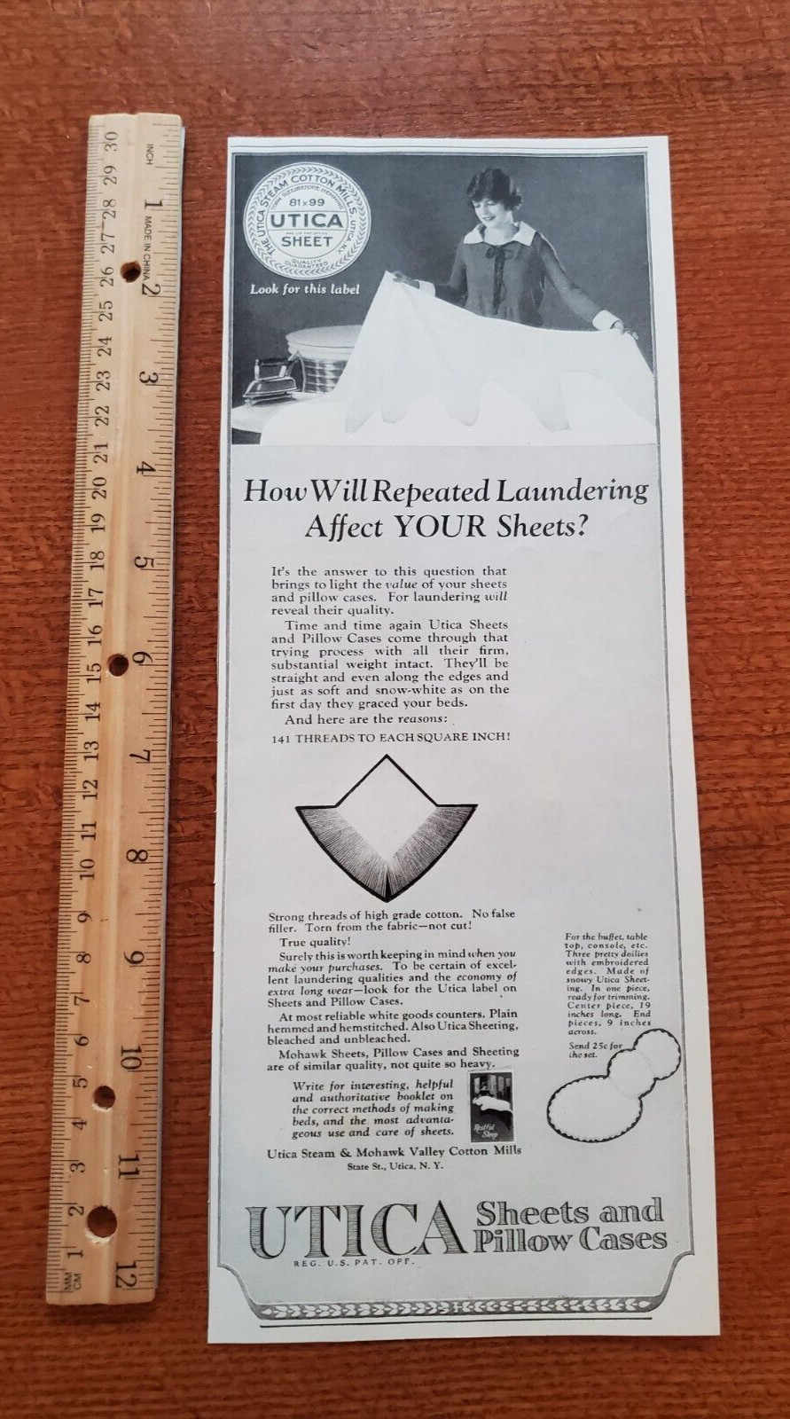The Ladies Home Journal 1924 Advertisement Utica Sheets and Pillow Cases NY