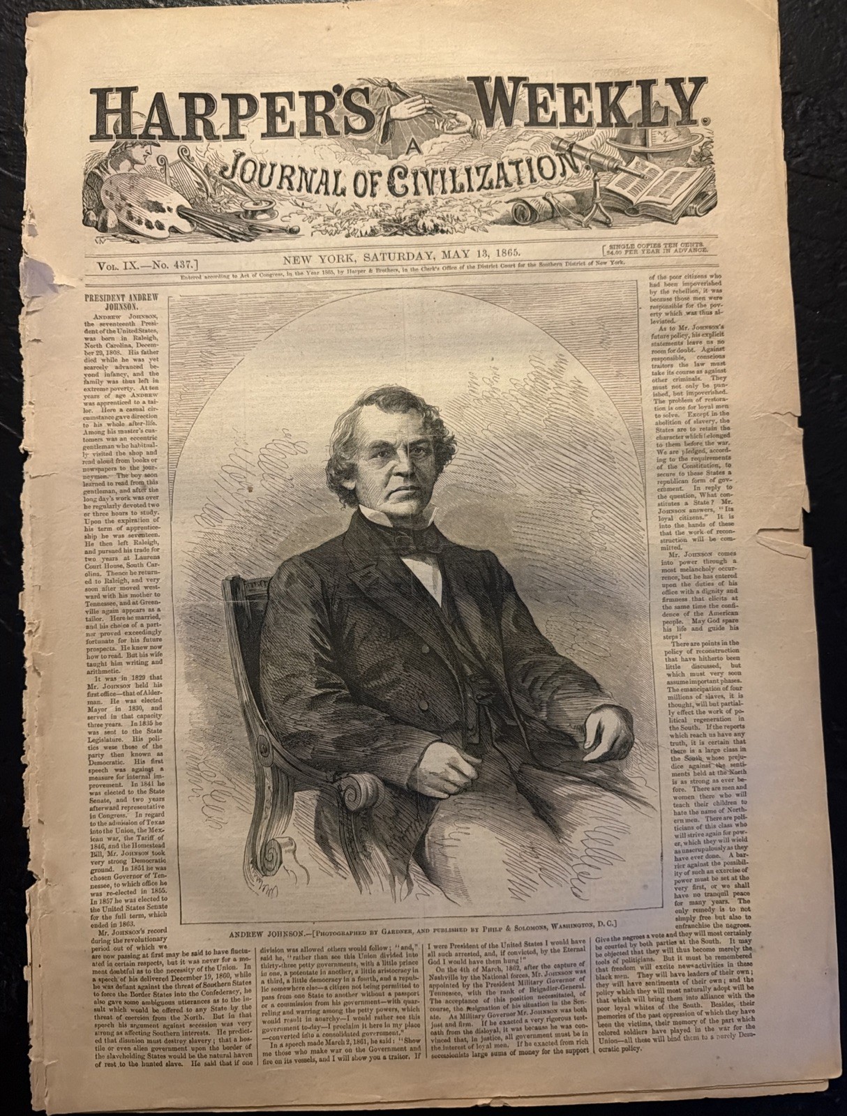 Harper’s Weekly May 13, 1865 Pursuit And Death of John Wilkes Booth