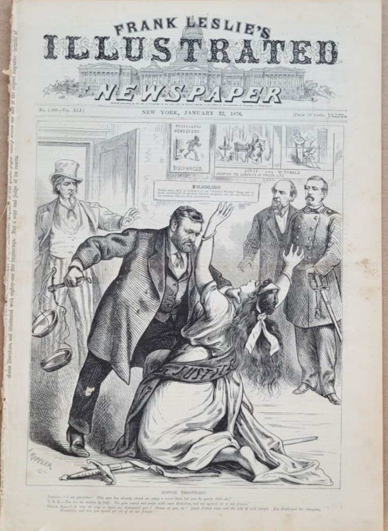 Frank Leslie’s 1/22/1876 St. Louis Whiskey Ring / Centennial Opening Phila