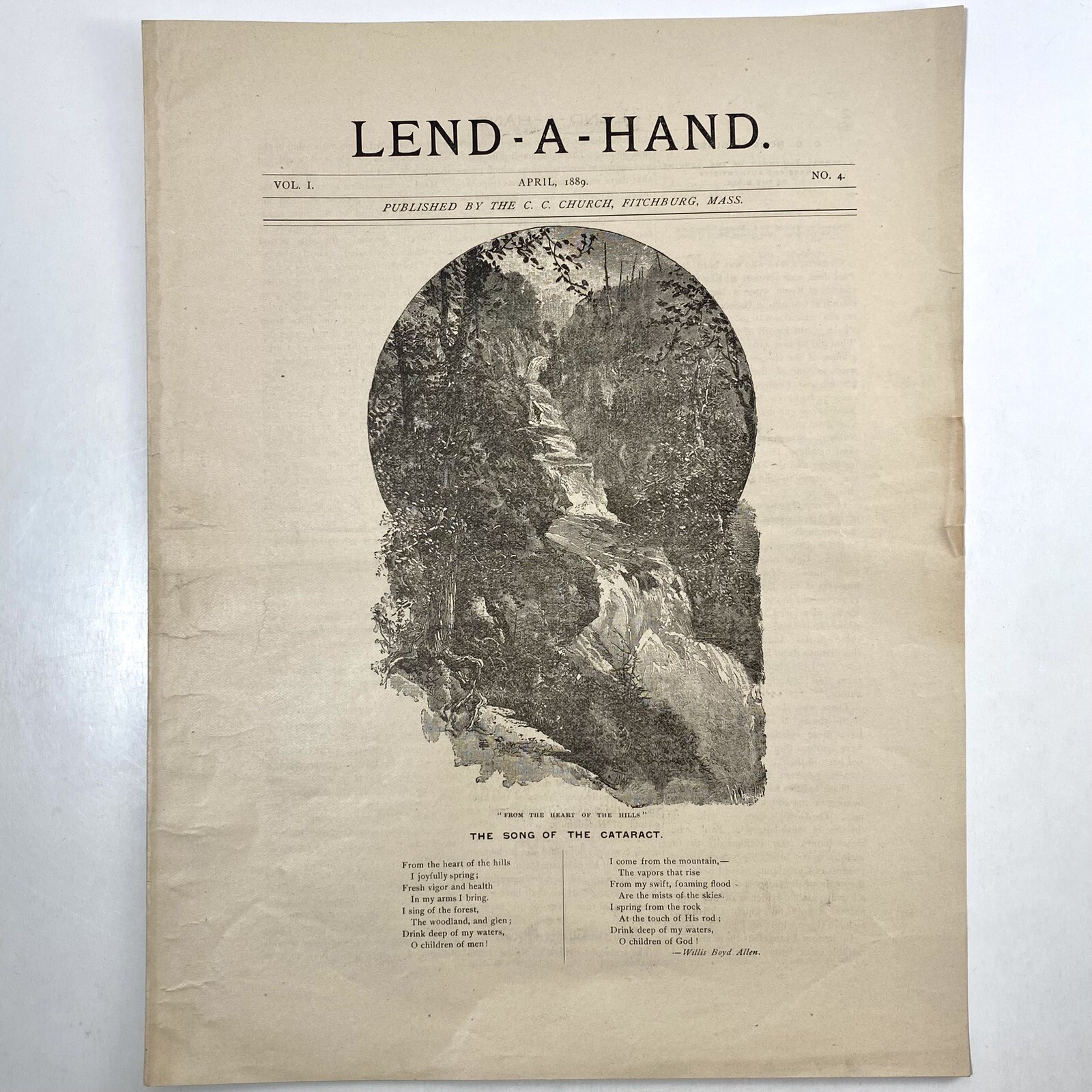 Antique 1889 Lend A Hand CC Church Congregational Fitchburg MA 1880’s Newspaper