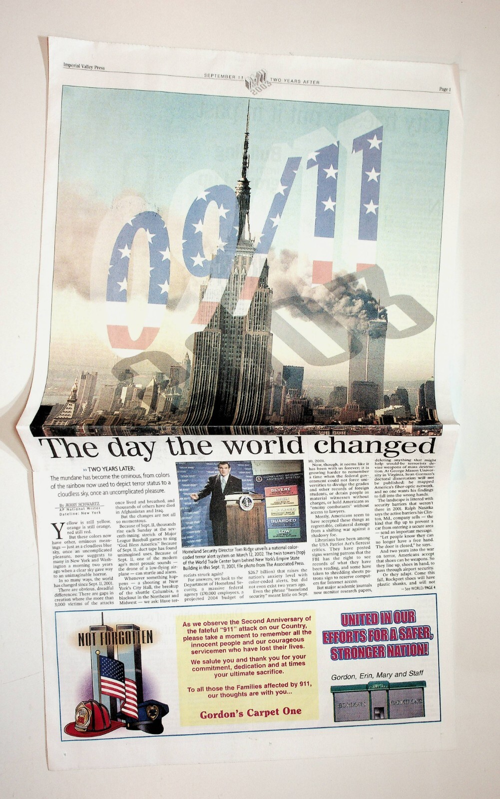 2003 September 11 Imperial Valley Press Newspaper 911 Terror Special Insert