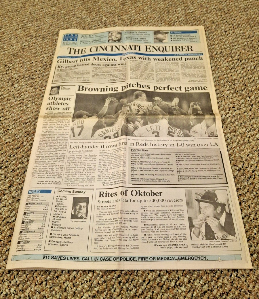 Cincinnati Enquirer Newspaper – Reds Browning Perfect Riverfront Cinergy GABP