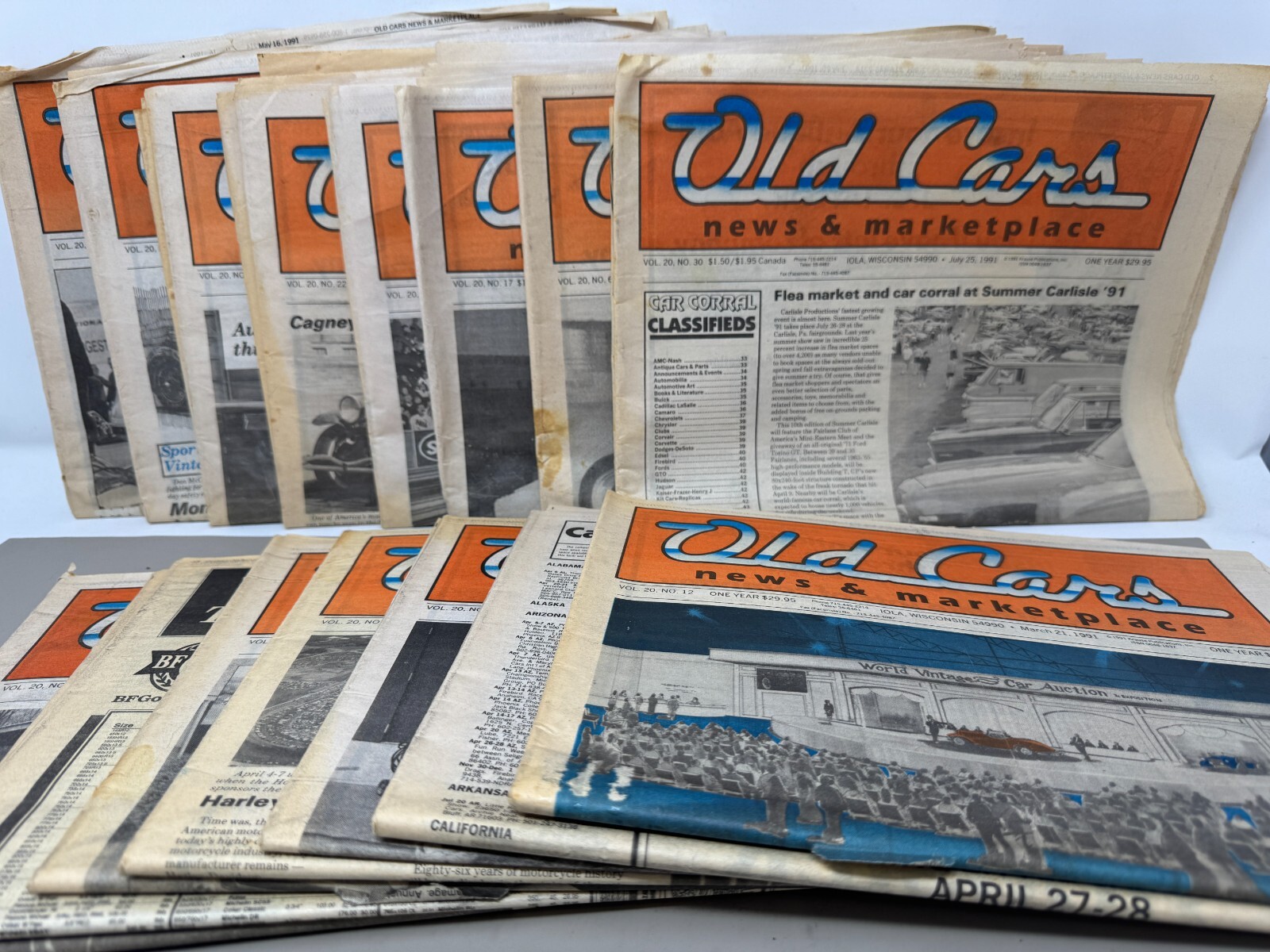 Lot of 15 Old Cars Weekly News and Marketplace 1991 Classic Mercedes-Benz