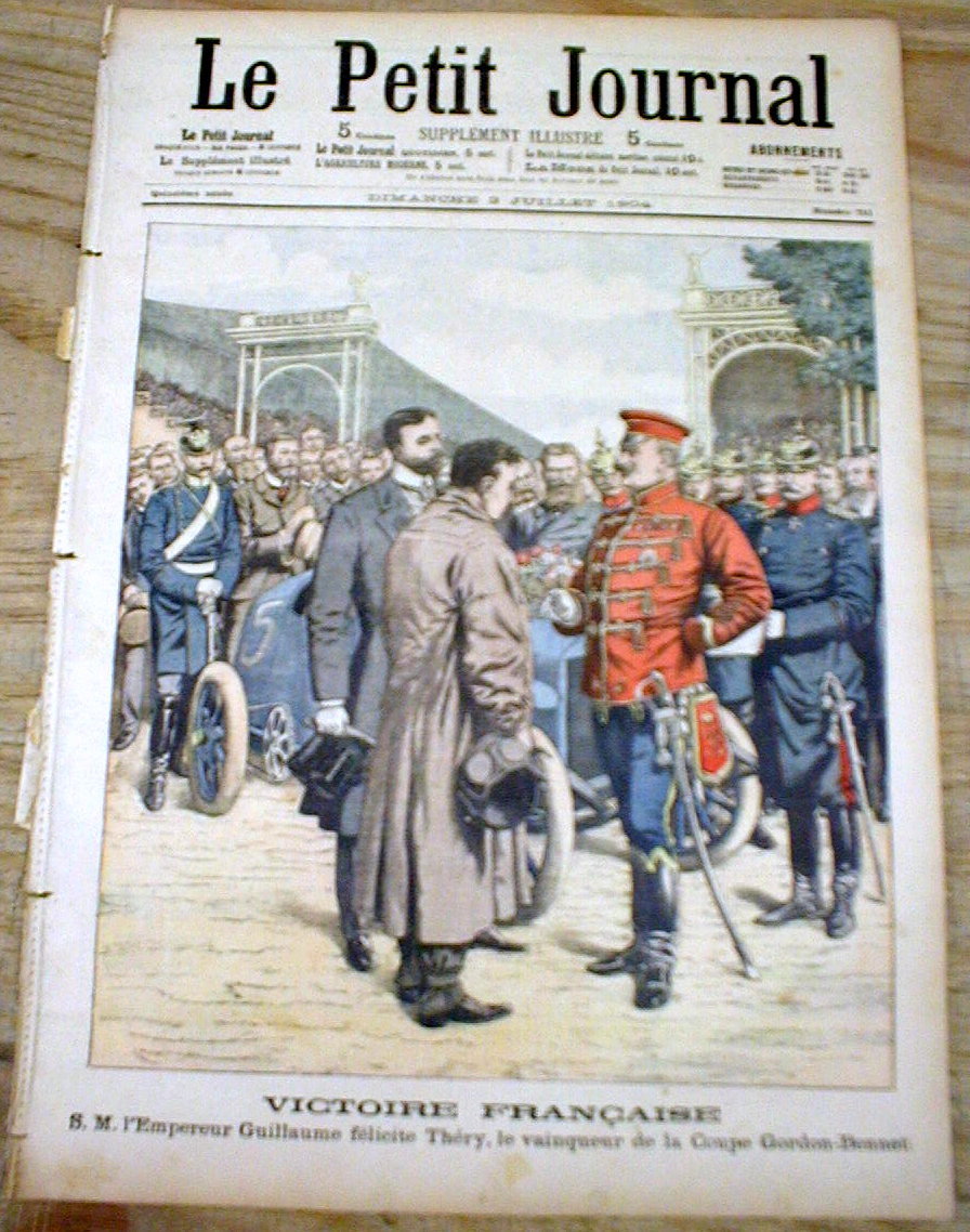 2 1904 COLOR illustrated newspapers w images VERY EARLY AUTOMOBILE RACE n Europe