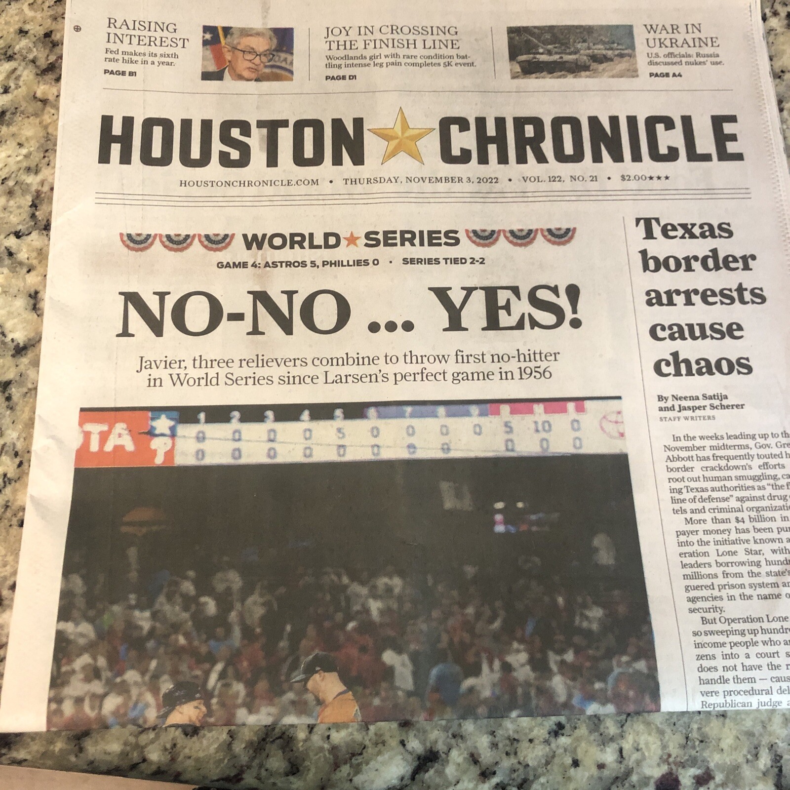Astros 2022 World Series Houston Chronicle Lot 10/28 to 11/8
