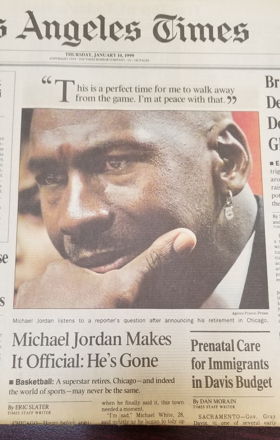 Michael Jordan Final retirement , last championship news papers