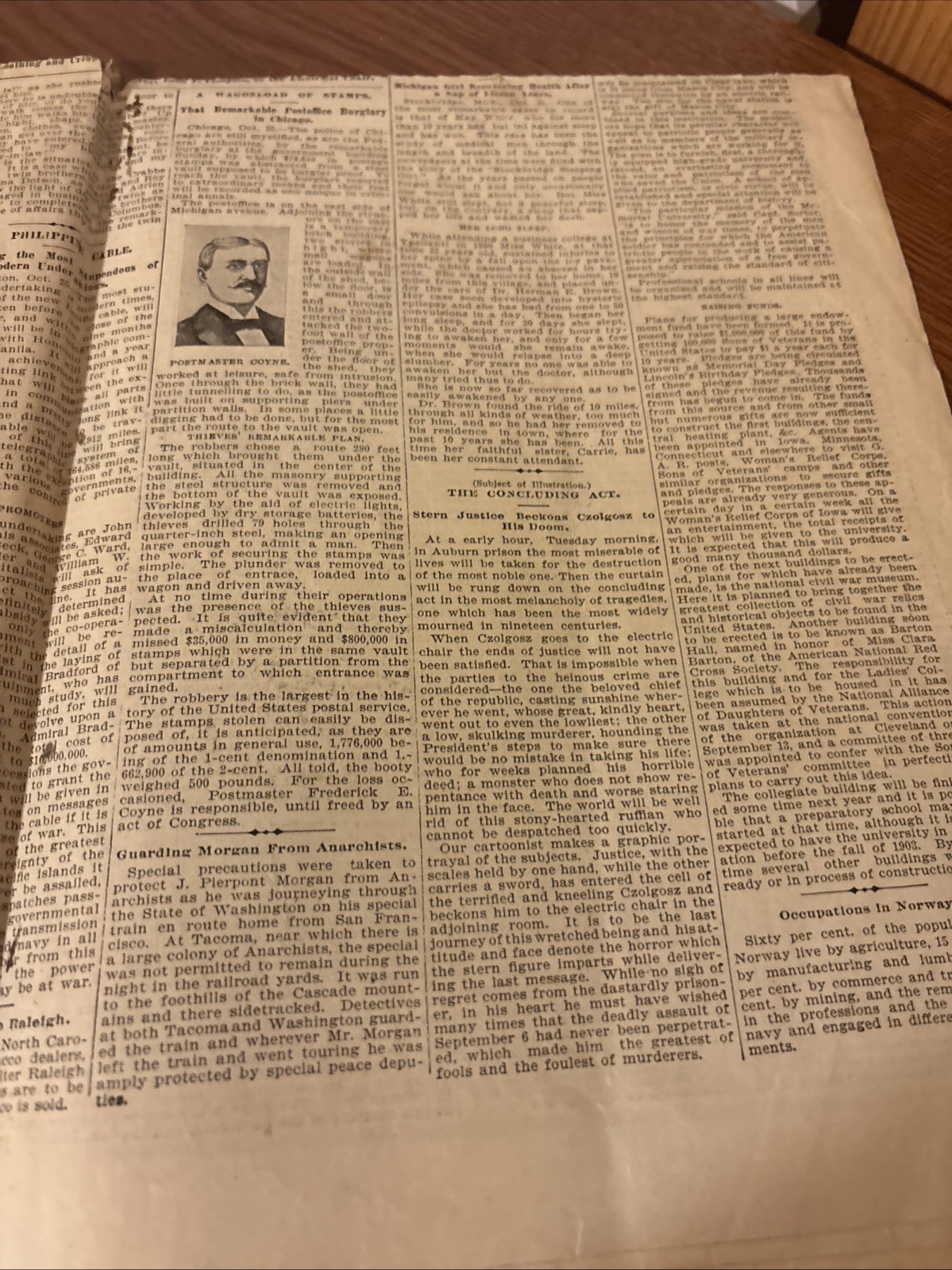 Newspaper Utica Saturday Globe 10/26/1901 McKinley Assassination Czolgosz Jailed