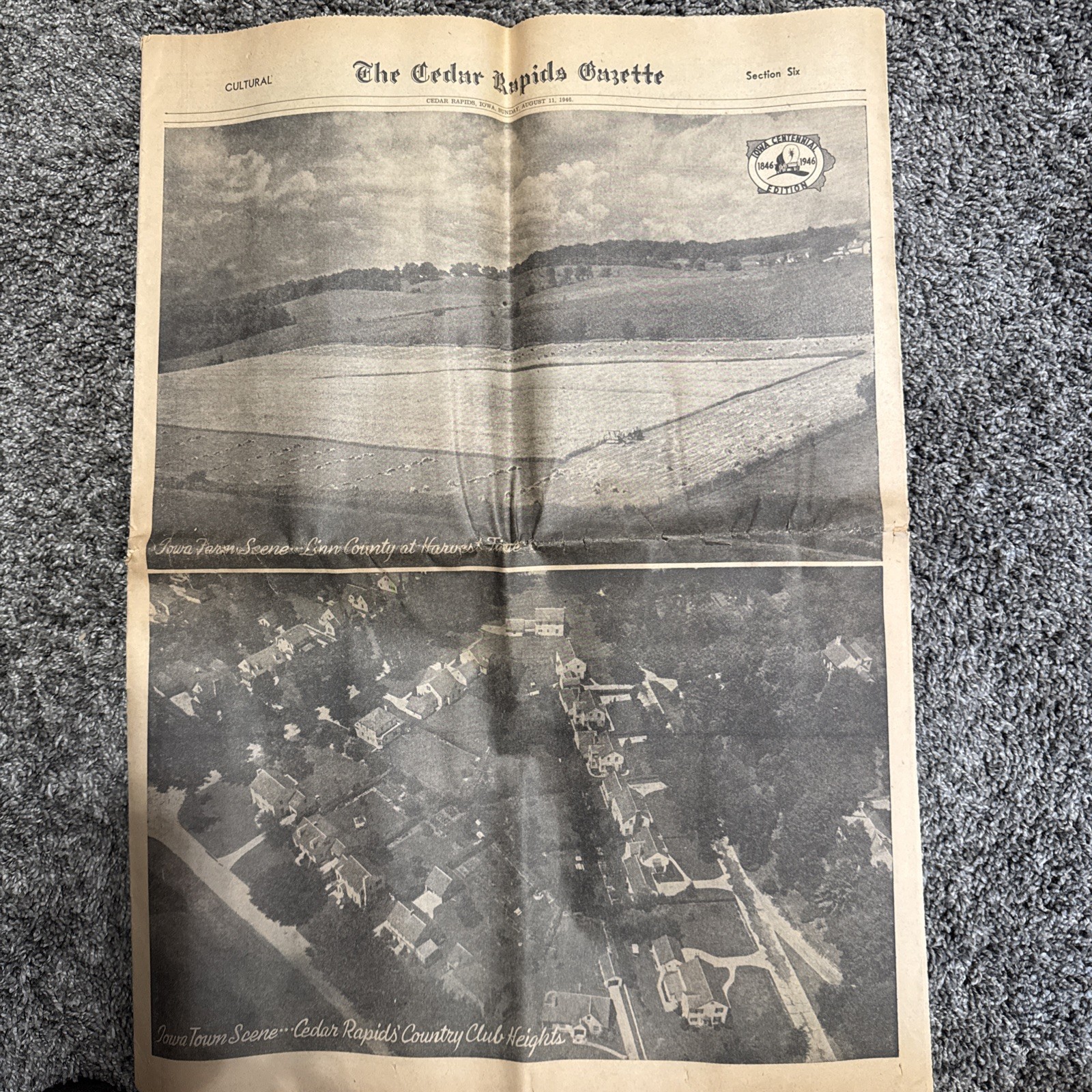old newspapers lot 1936 Des Moines Sun. Reg. 1946 Cedar Rapids Gazette Iowa Cent