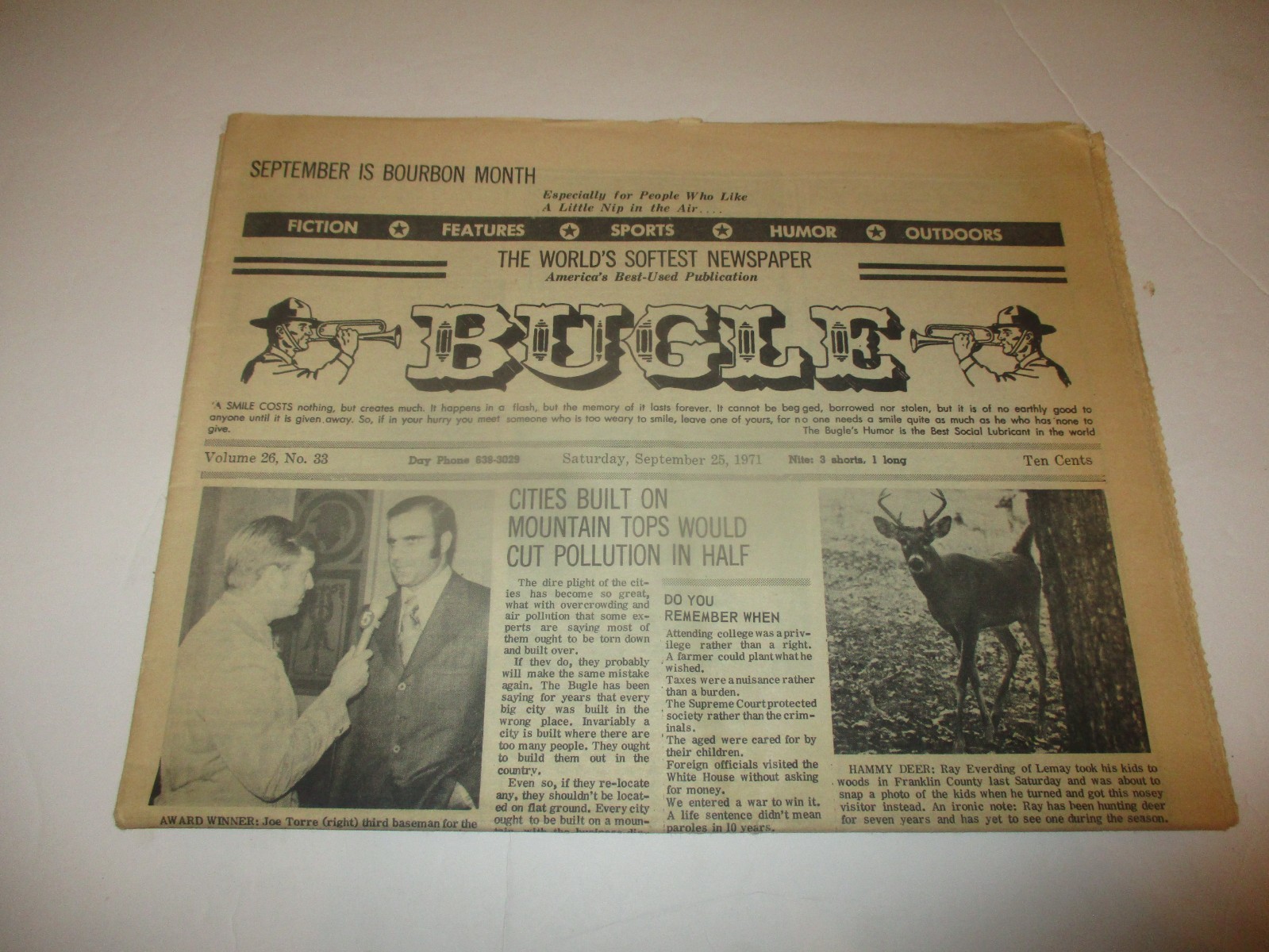 St. Louis vintage weekly newspaper “Bugle” September 1971 – local ads, sports