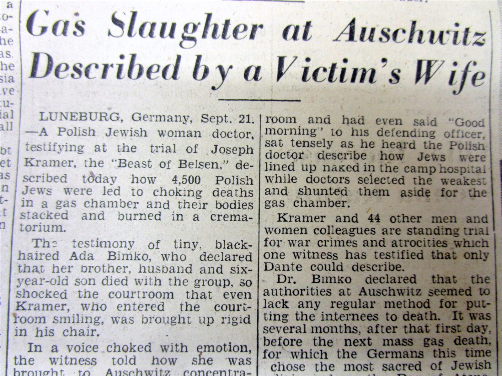 1945 Stars & Stripes WW II newspaper w Eyewitness to THE HOLOCAUST at AUSCHWITZ