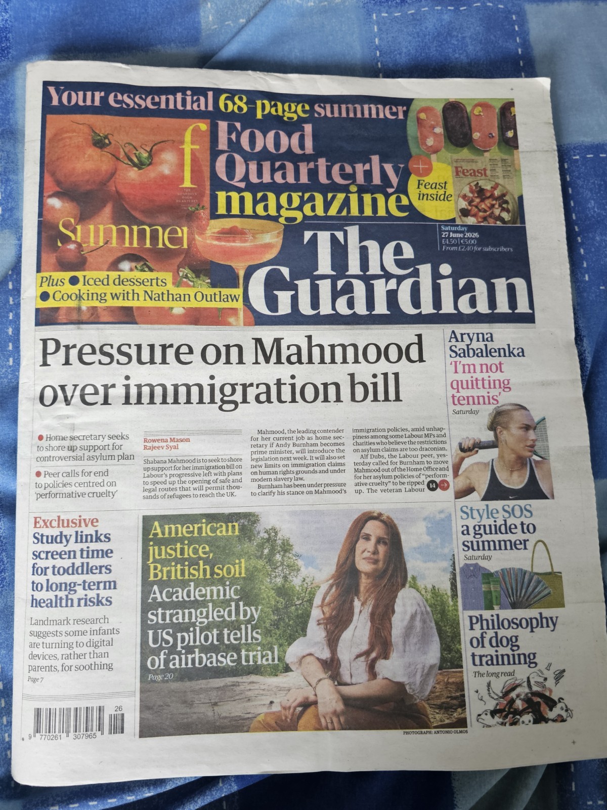 The Guardian Newspaper from Saturdsy 27th June 2026 Complete with magazines.