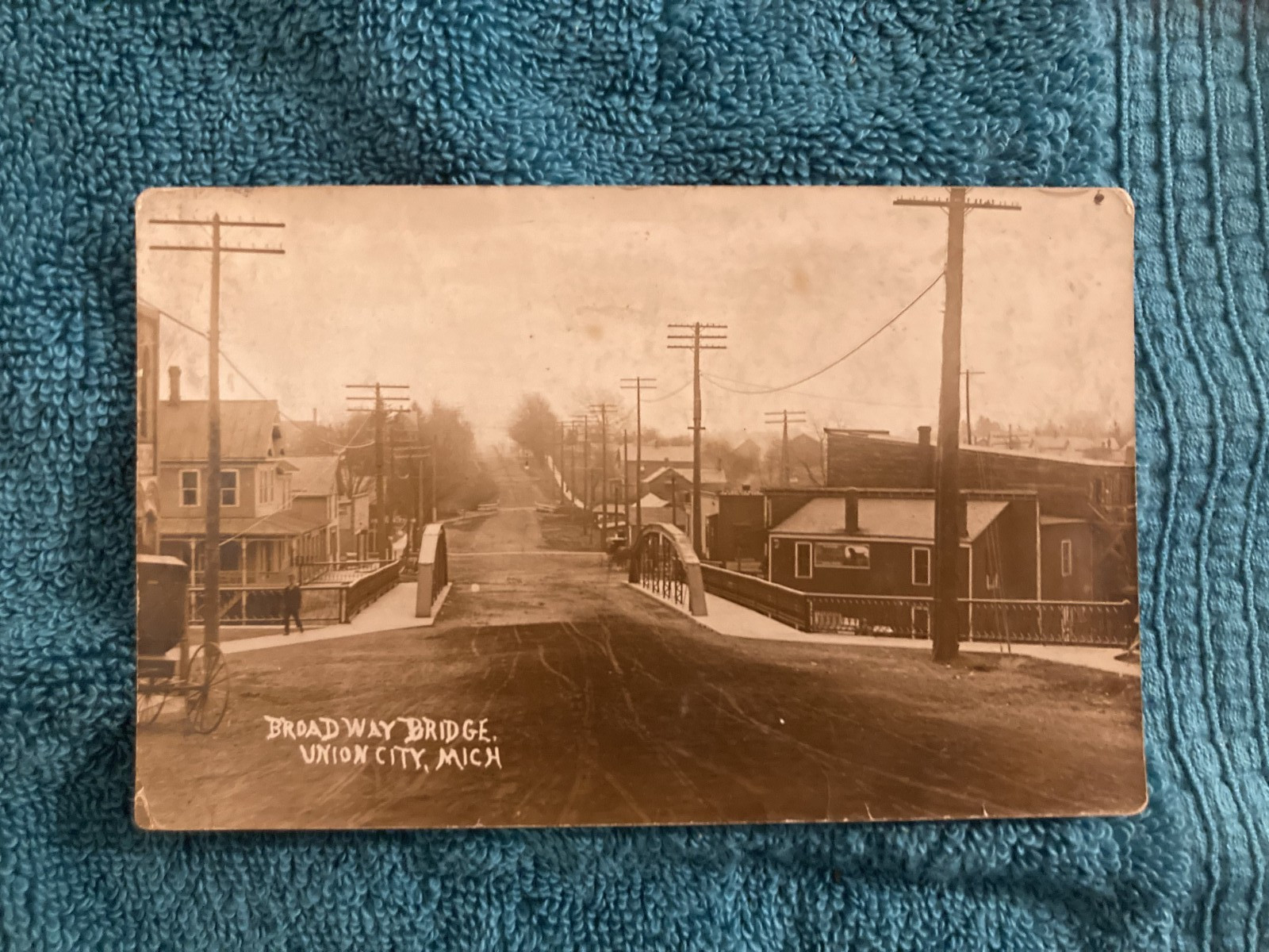RPPC Broadway Bridge Union City Michigan WL Brown Photo Unposted c1910