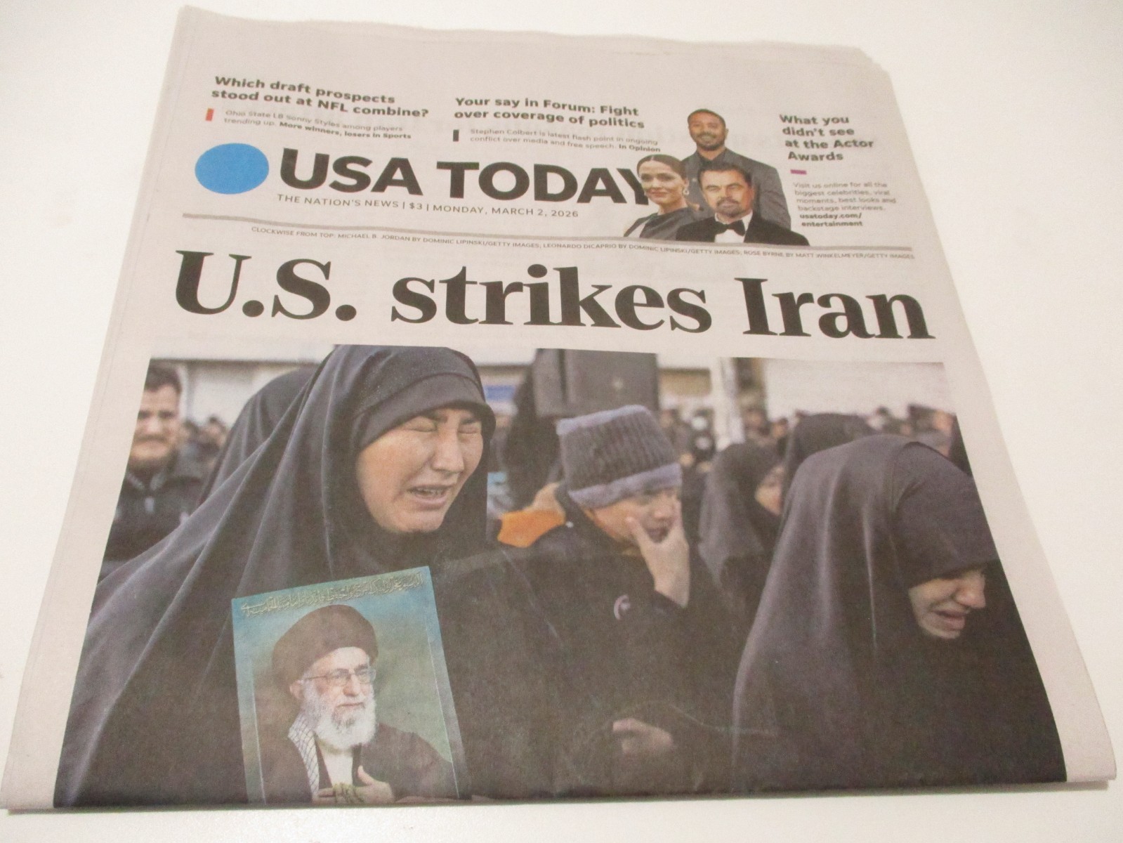 HISTORIC!!! USA TODAY 3/2/2026 FULL NEWSPAPER U.S. STRIKES IRAN ISRAEL WAR FS