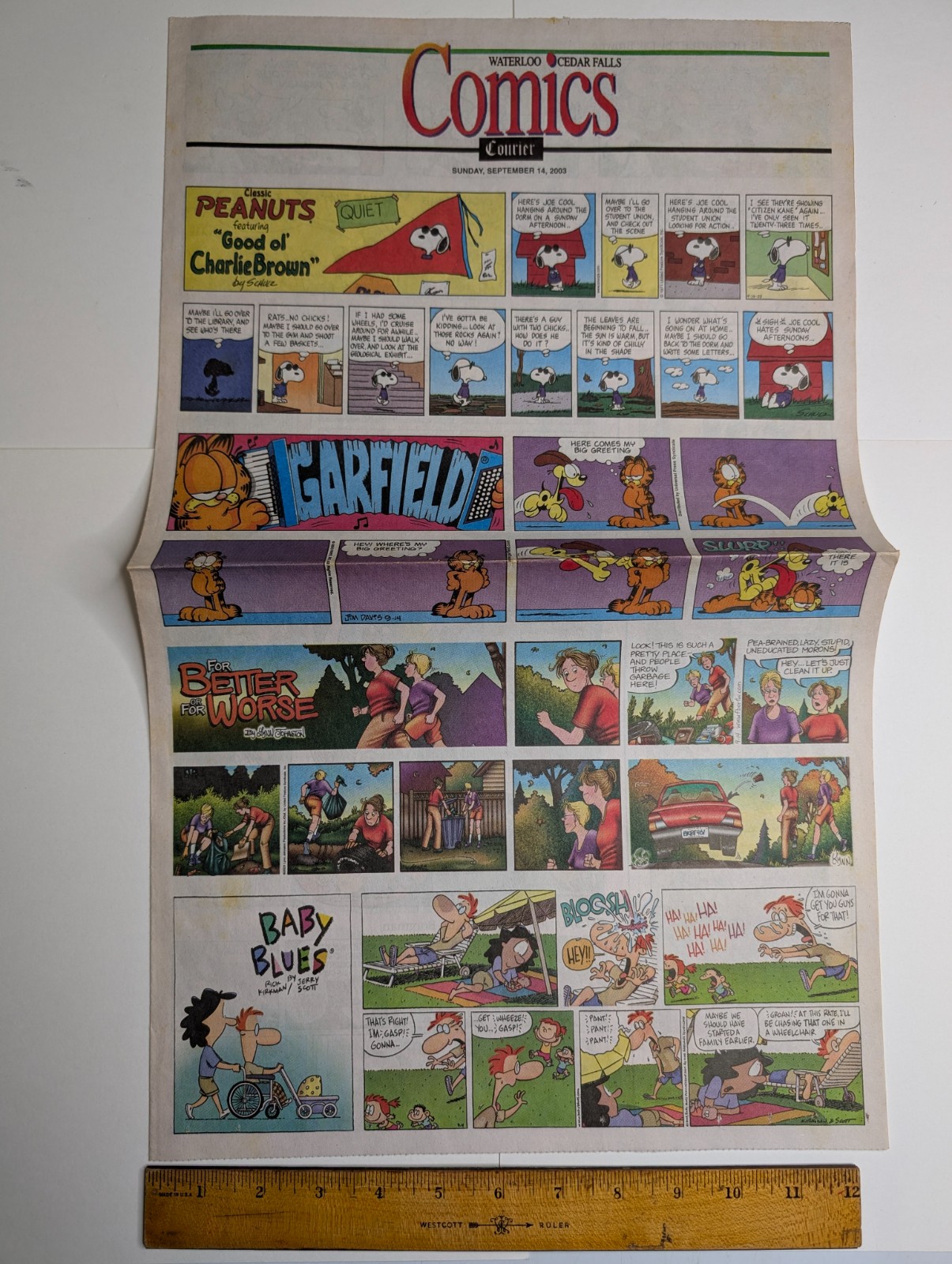 2003 Waterloo Courier Sunday Comics Snoopy Joe Cool Garfield Dilbert Scott Adams