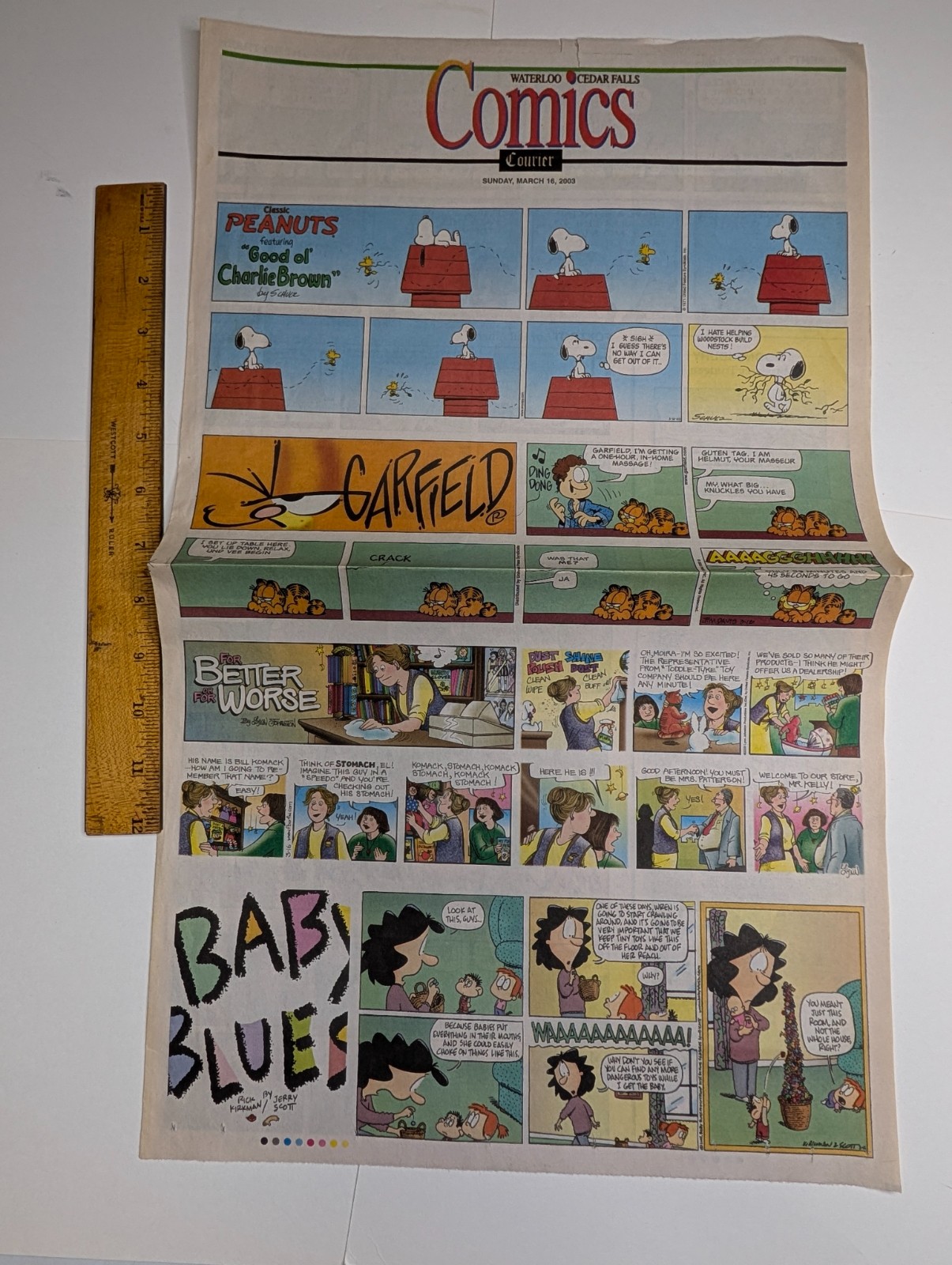 2003 Waterloo Cedar Falls Courier Sunday Comics Peanuts Snoopy Garfield Dilbert