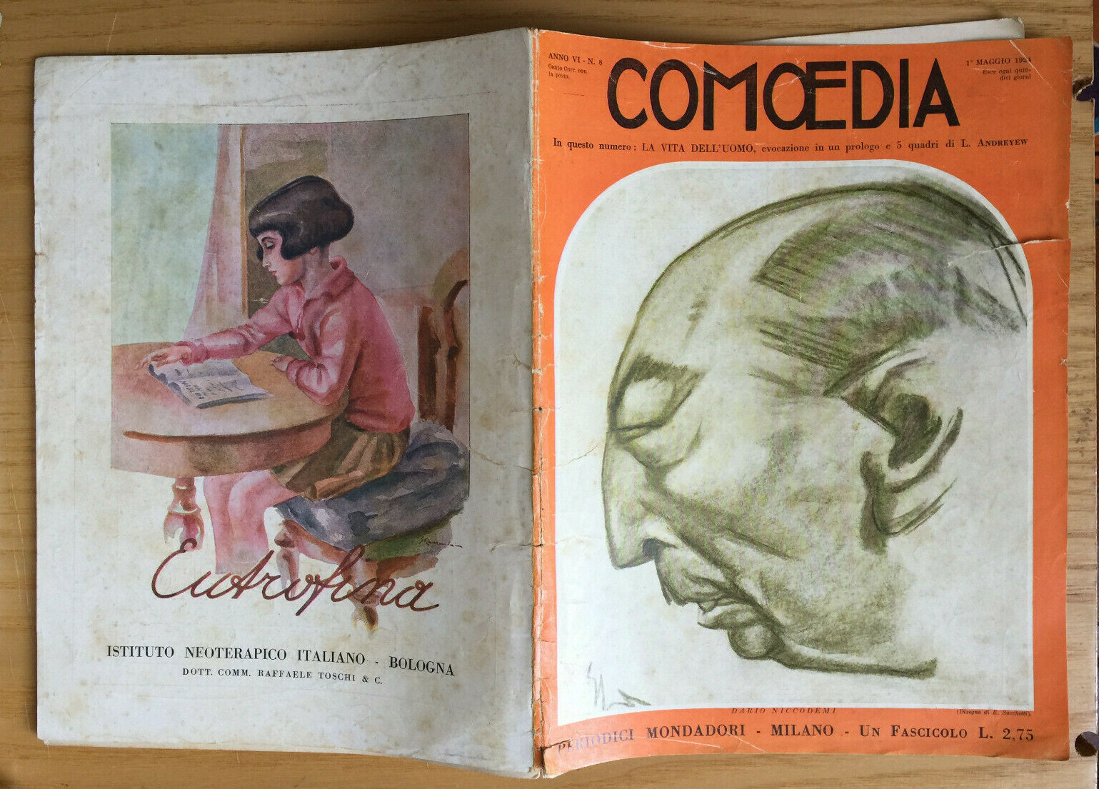 MONDADORI COMEDY PERIODICAL COMEDY AND THEATRE LIFE NO. 8 1924 L. ANDREYEW 2/19