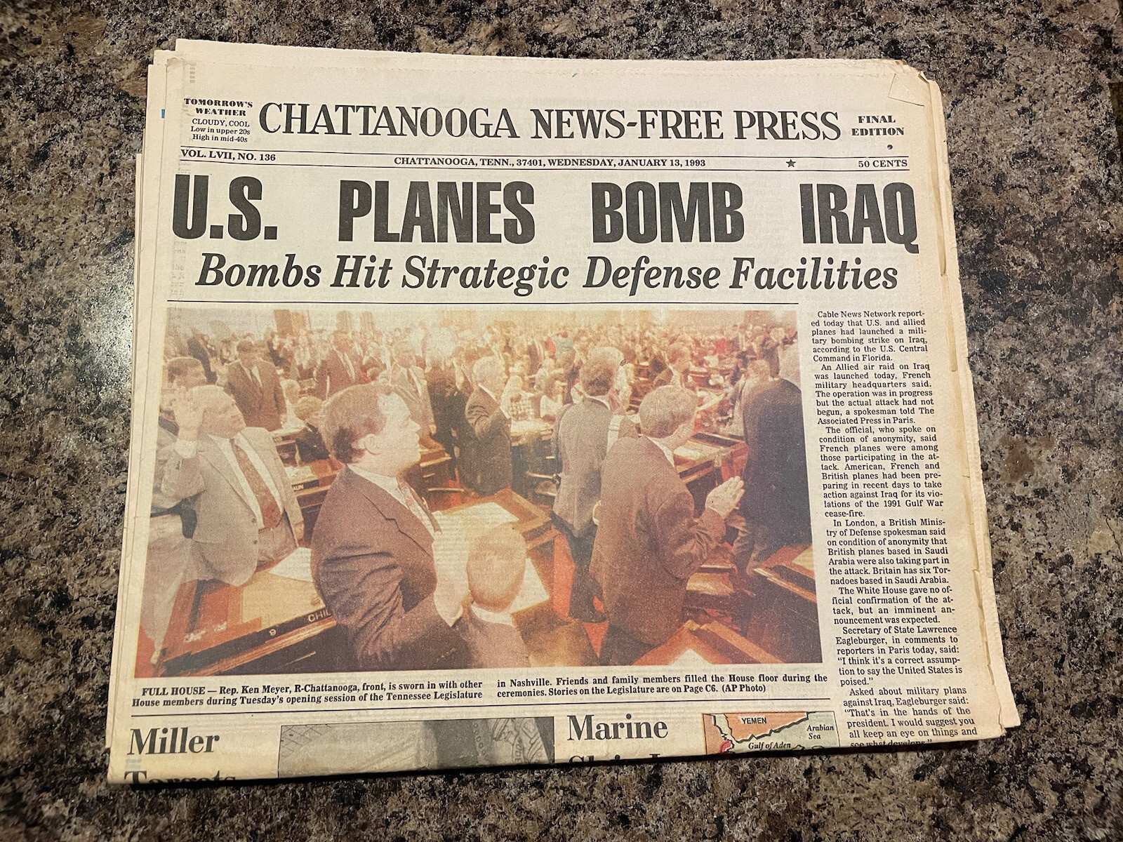 1993 Iraq Bombing Tennessee Newspaper.