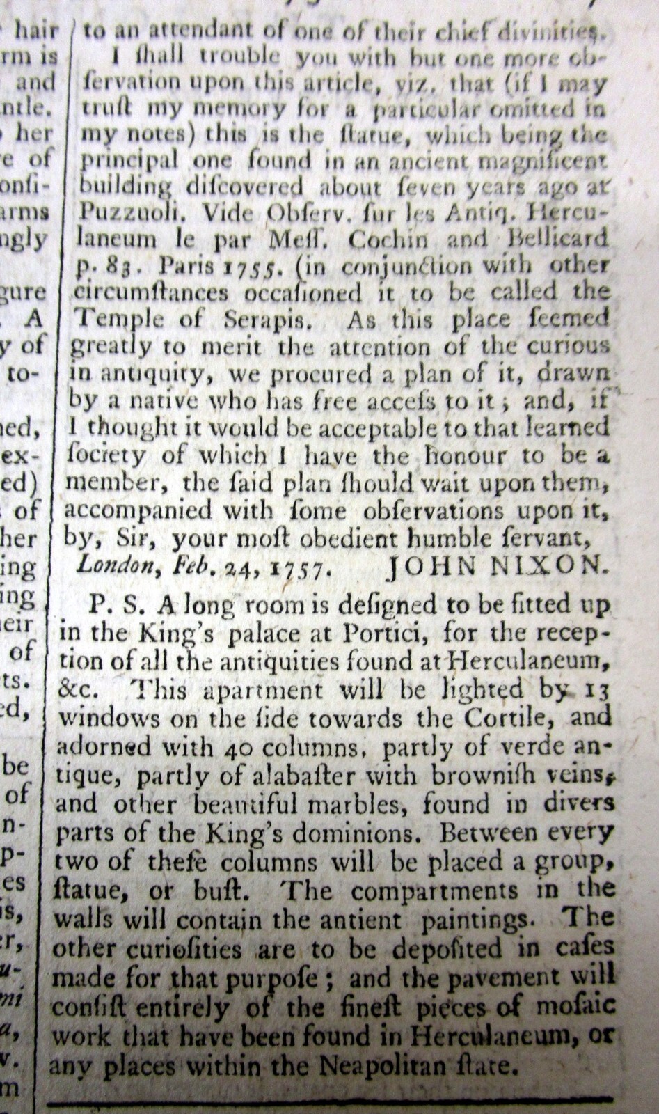 2 1758 newspapers w details of The ARCHEOLOGICAL discoveries HECULANEUM in ITALY