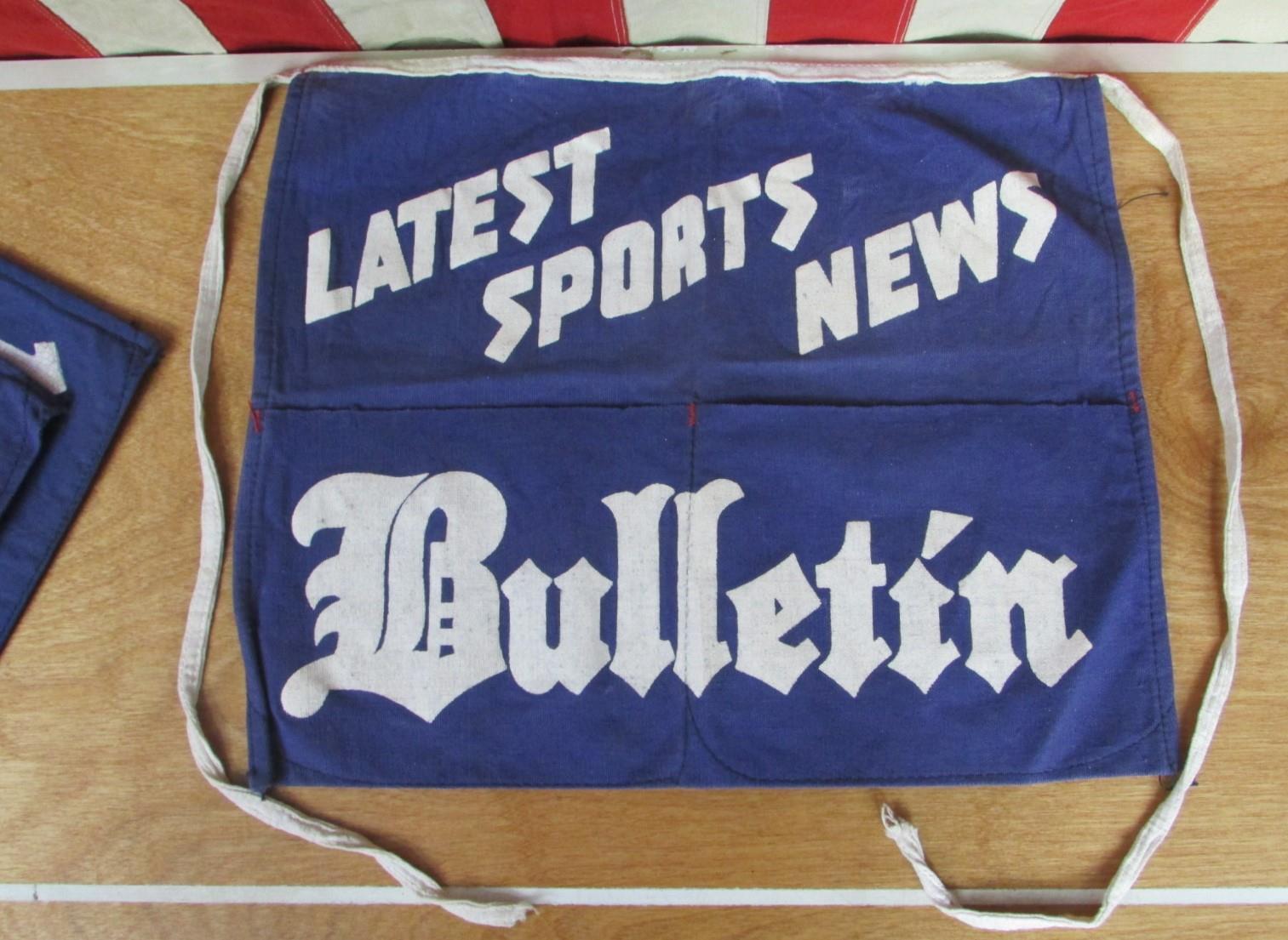 Vintage 1940s Bulletin Sports News Canvas Newspaper Carrier Apron Newsstand 1of3