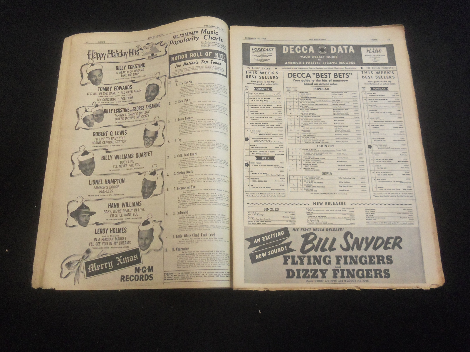 1951 DECEMBER 29 THE BILLBOARD NEWSPAPER – ARTICLES, PHOTOS & ADS – NP 5721