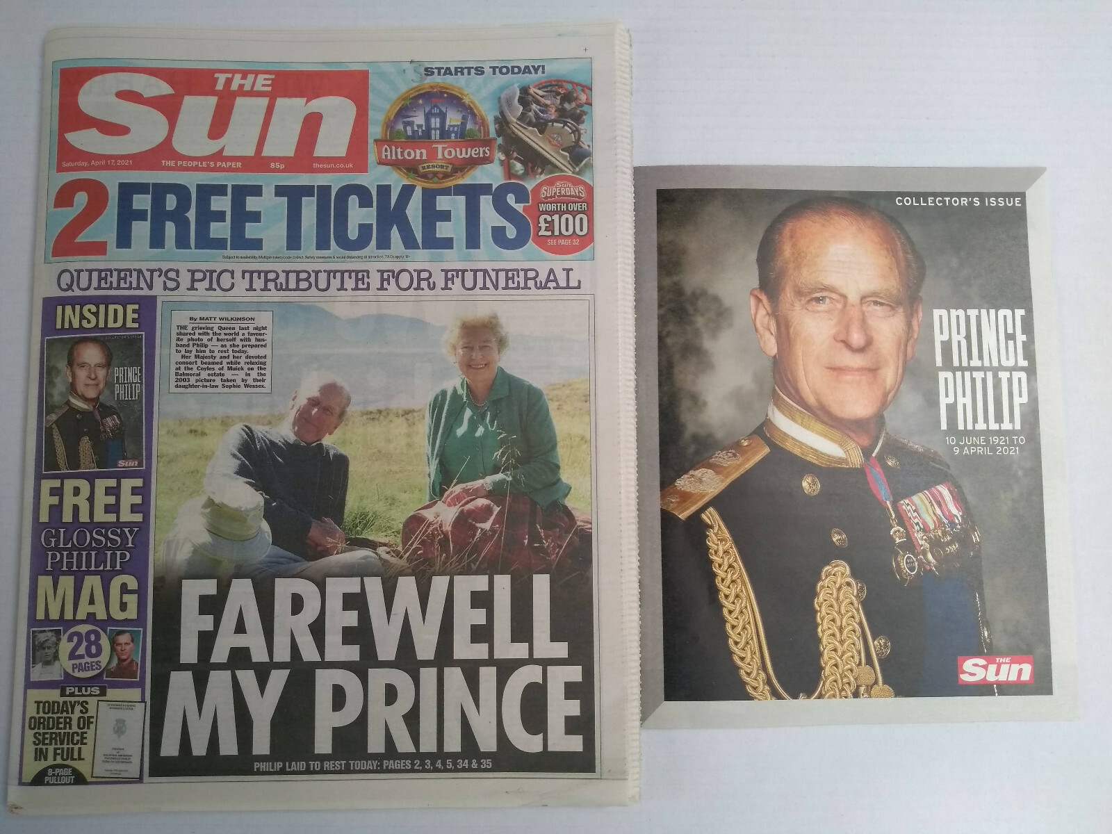 The Sun Newspaper 17 April 2021 British UK Prince Philip Royal Souvenir