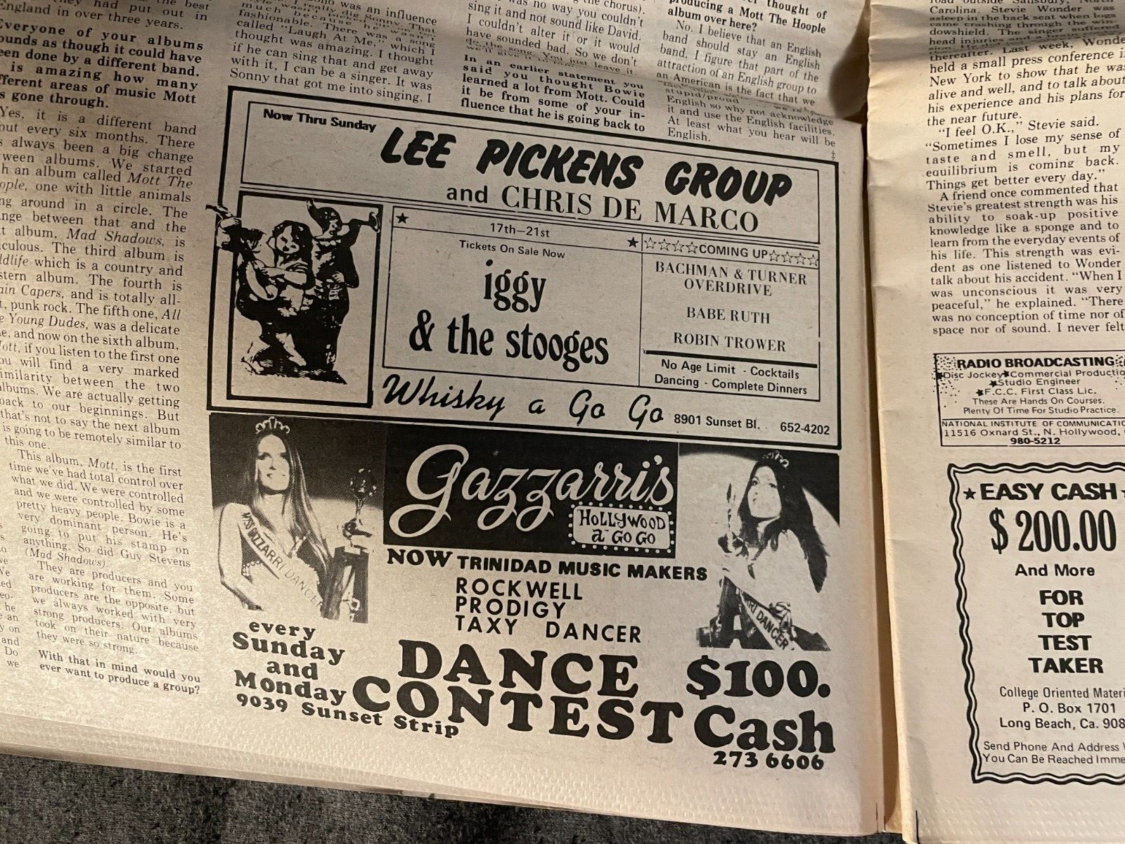 Oct 1973 Los Angeles Free Press Newspaper Iggy Pop Stooges Van Morison J Geils