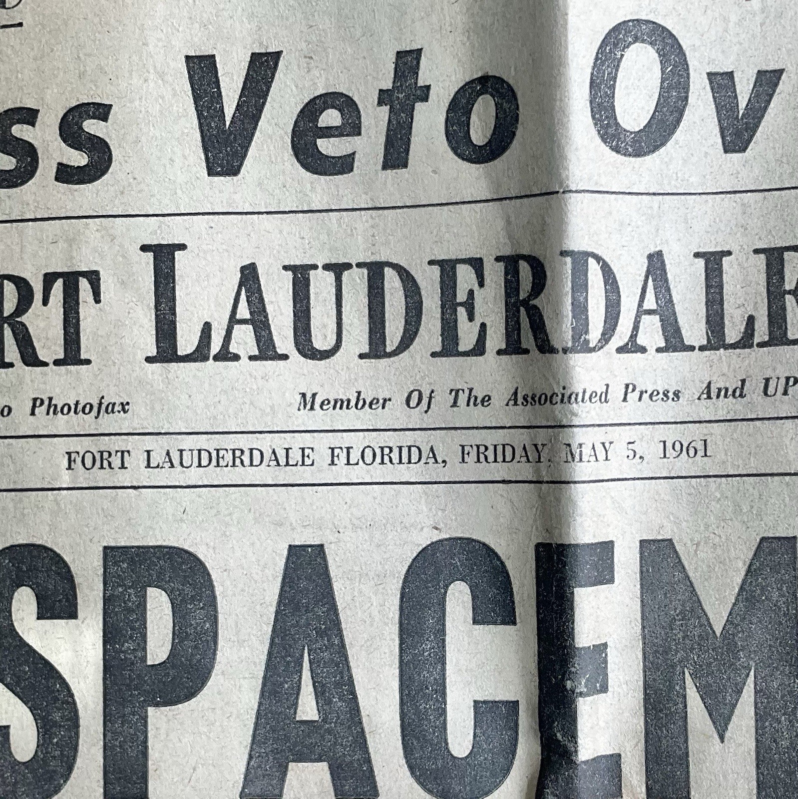 US Spaceman Rides Rocket To Its Goal – May 5, 1961 Fort Lauderdale Newspaper FL