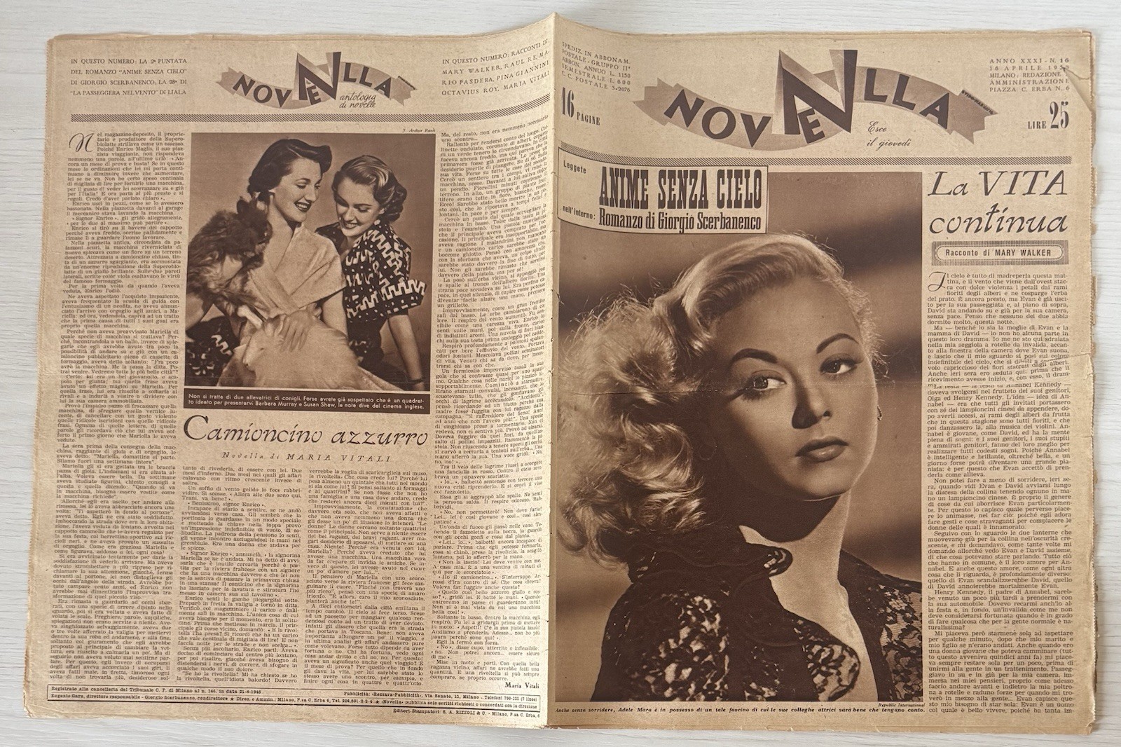 NEWS women’s literary magazine rizzoli No.16 1950 year XXXI adele mara