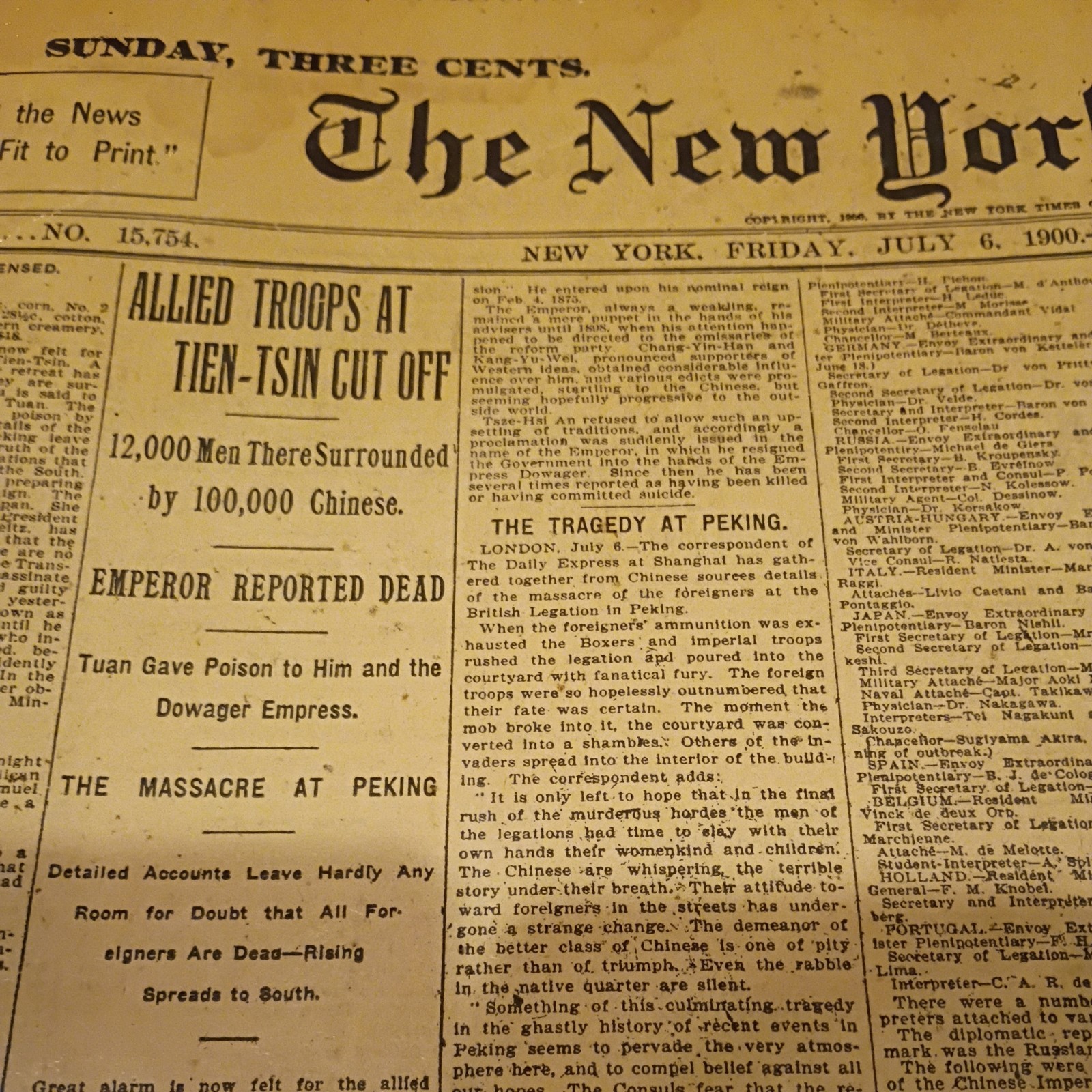 New York Times Newspape July 6, 1900; June 24, 1904; June 7, 1884; July 12, 1884