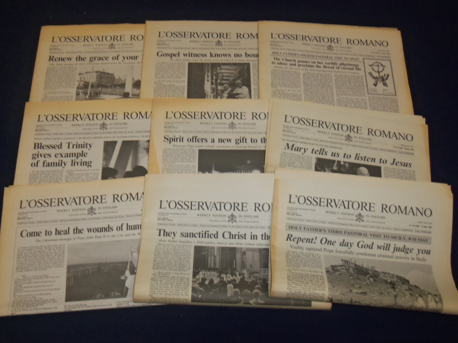 1993 L’OSSERVATORE ROMANO WEEKLY EDITION NEWSPAPER LOT OF 50 COMPLETE – O 2443
