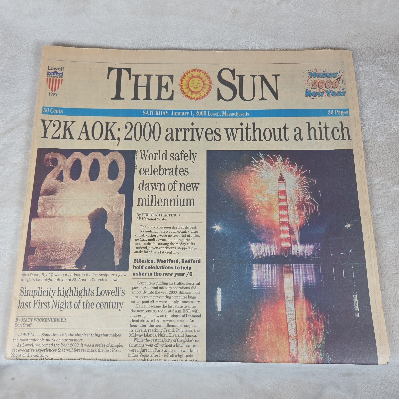 Lowell Sun Newspaper Jan 1 2000 Y2K Millennium Complete MA Never Read