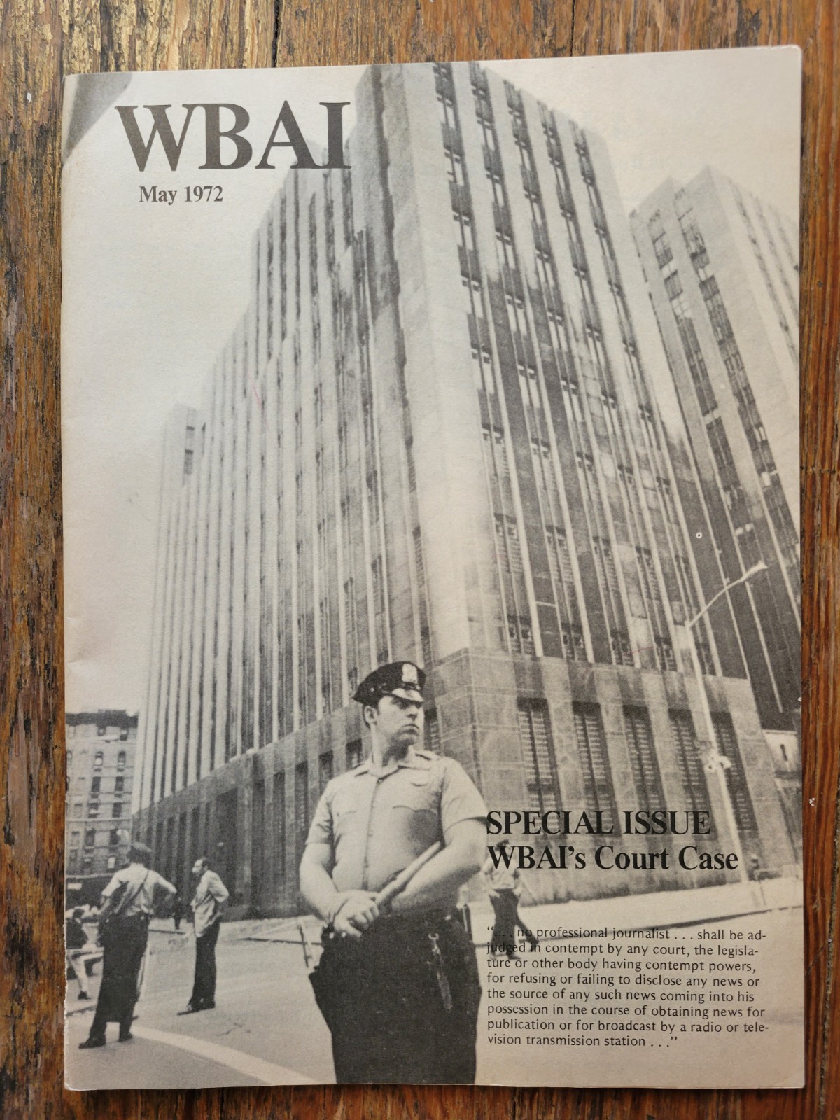 VINTAGE WBAI Magazine, May 1972, Original NEW YORK CITY Radio Station, Court